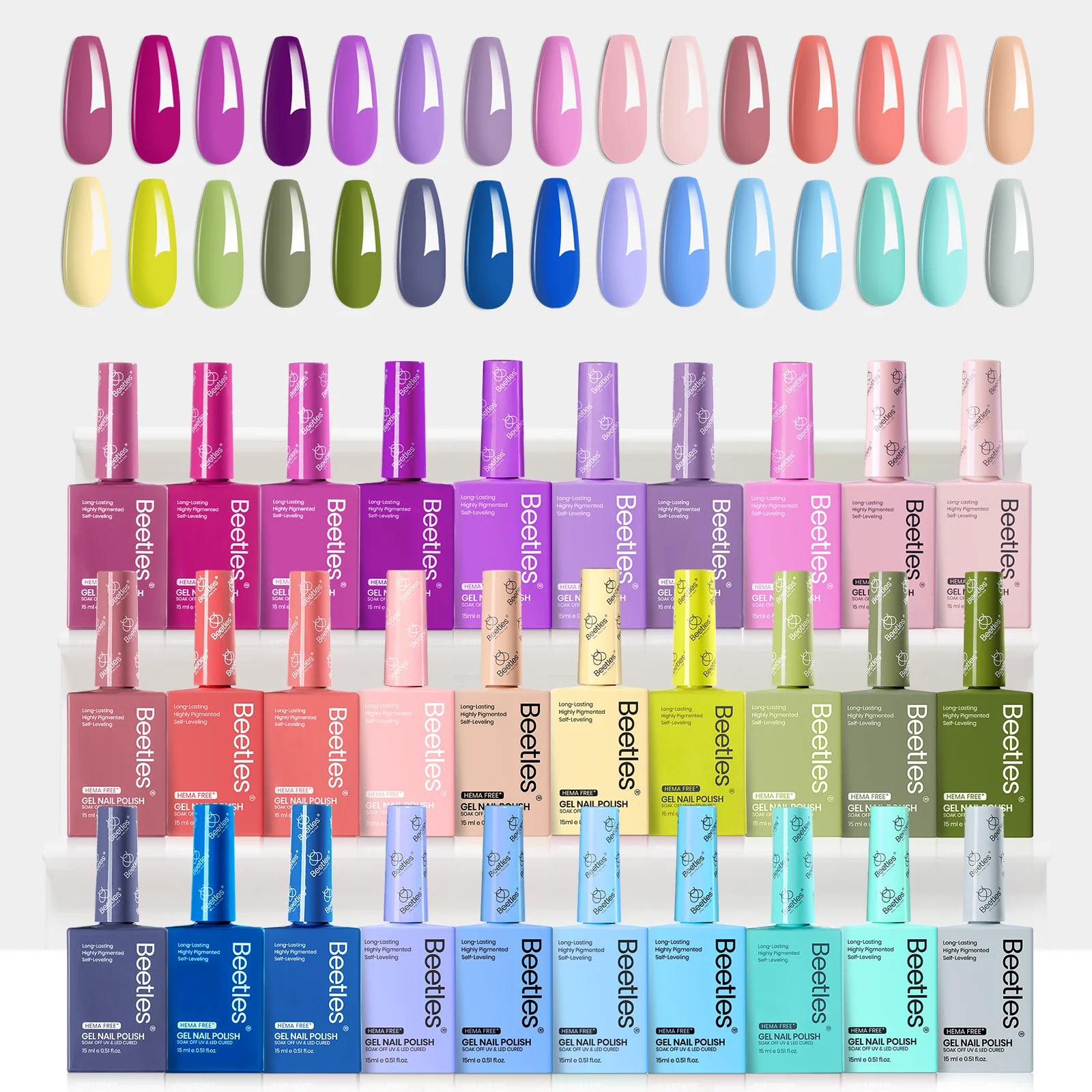 (Each 15ml) Spring Whisper- Beetles 30 Colors HEMA Free Spring Summer Nails Gel Polish Set - Image 5