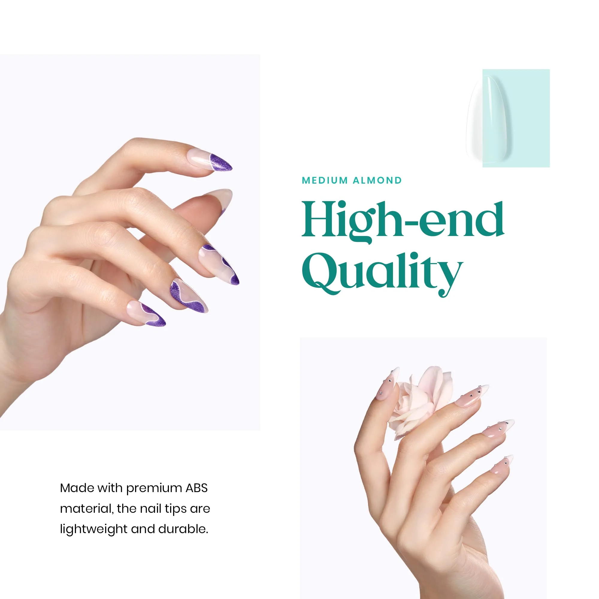 240pcs Medium Almond Pre-shaped Tips Nail Extension Kit  #038 - Image 8