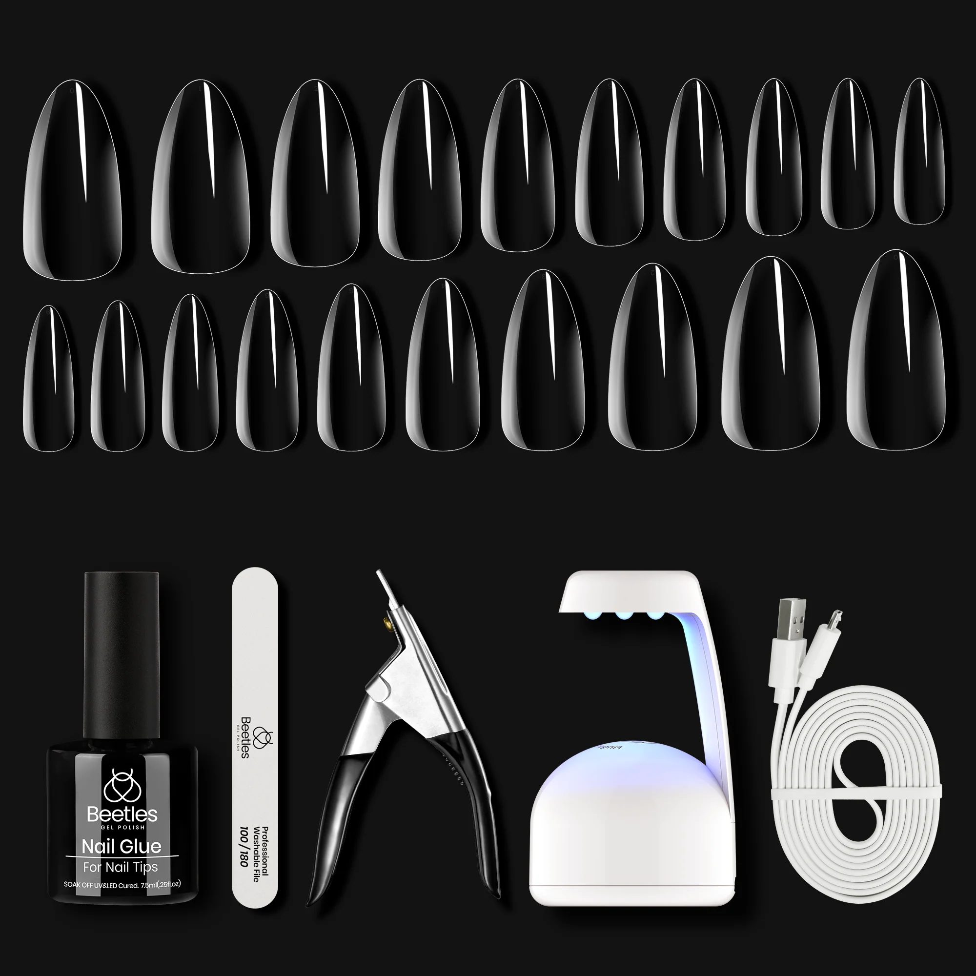 240pcs Medium Almond Pre-shaped Tips Nail Extension Kit  #038 - Image 9
