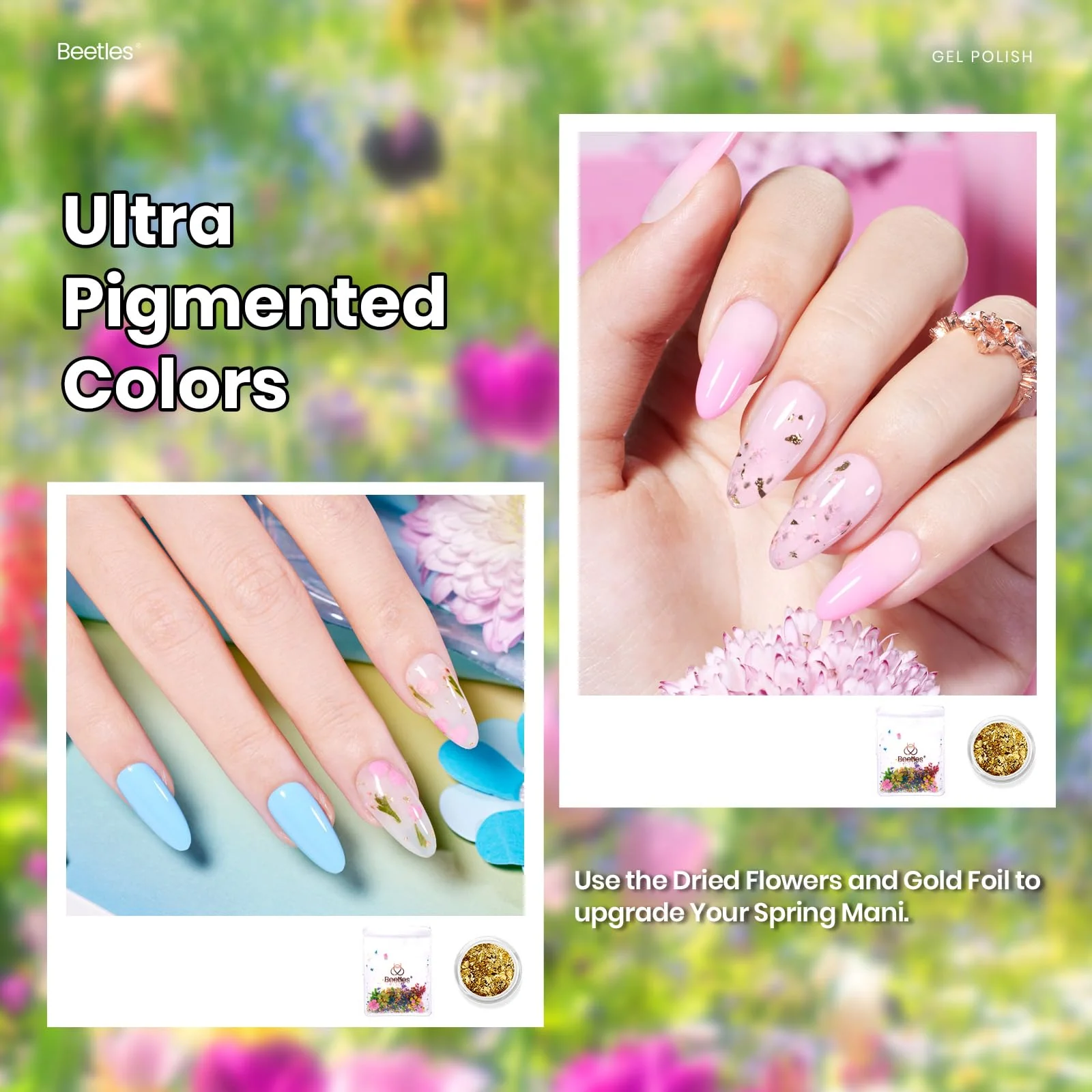 Embrace Nature With Dried Flower And Gold Foil- 20 Colors Gel Nail Polish Summer Nails Set - Image 4