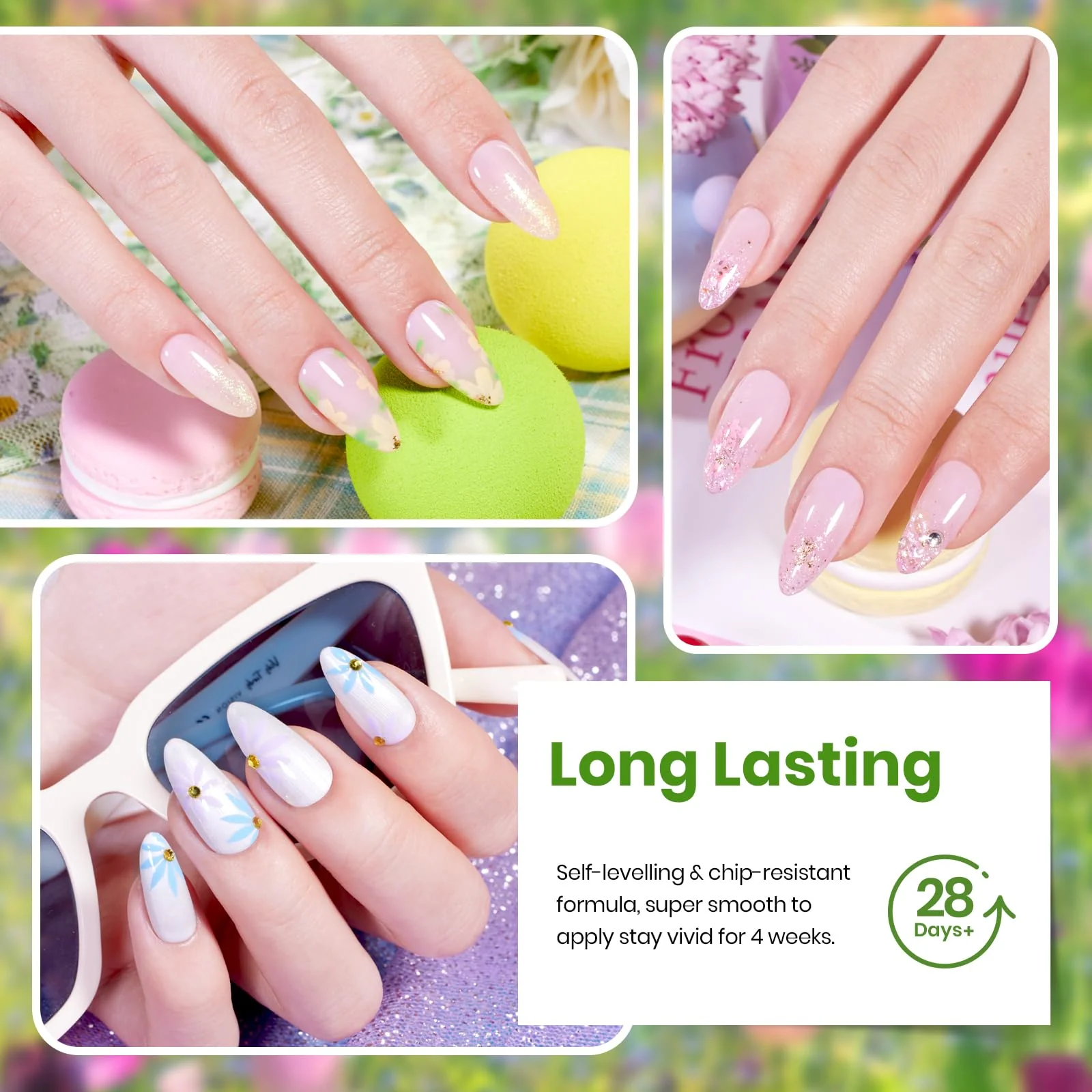 Embrace Nature With Dried Flower And Gold Foil- 20 Colors Gel Nail Polish Summer Nails Set - Image 6