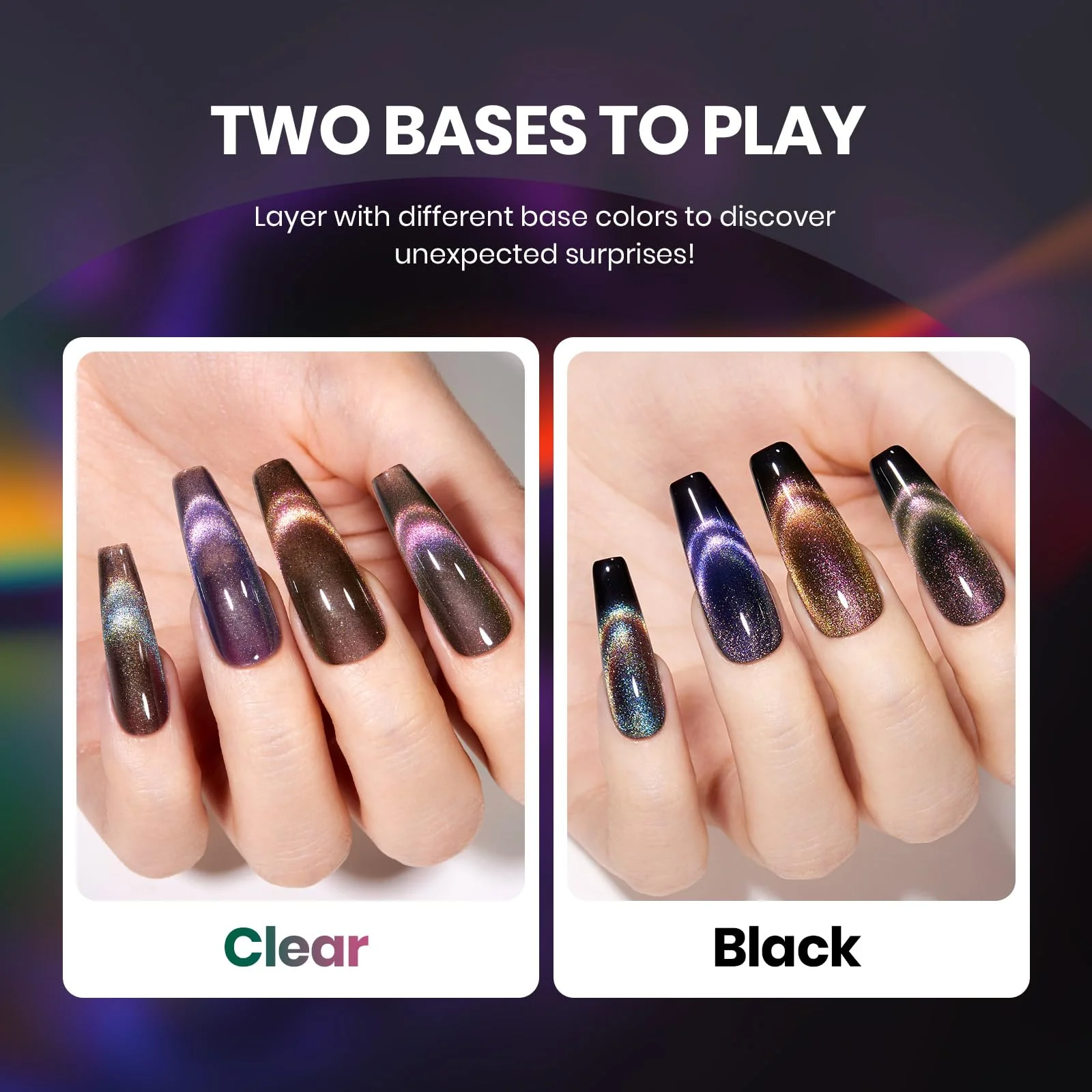 Enchanted Spectrum Winter Nails - Chameleon Galaxy Cat Eyes 6 Colors Gel Polish Set - Image 4