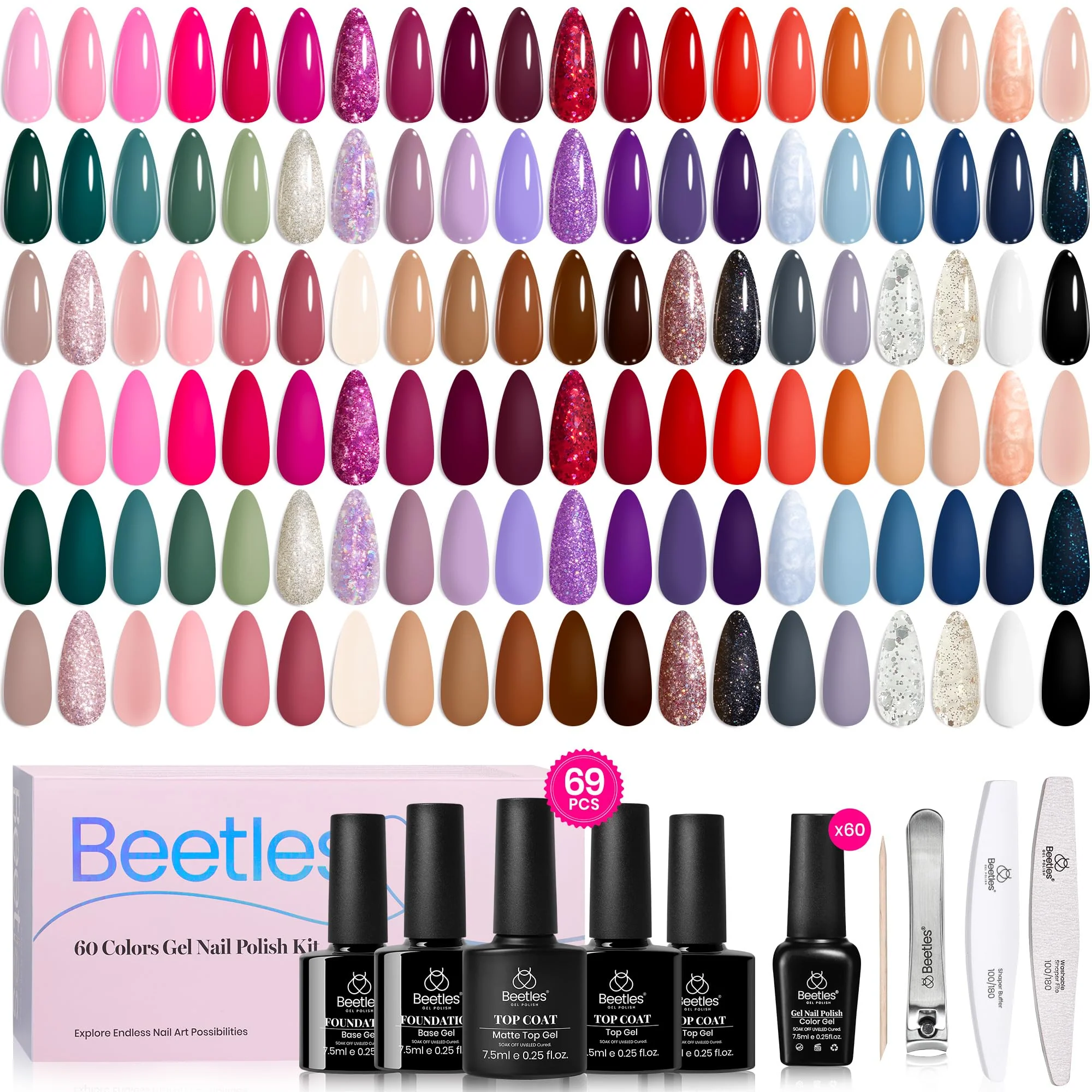 Exquisite Femininity|  Summer Nails 60 Nail Gel Polish Summer Red Blue  Femininity 69 PCS - Image 3