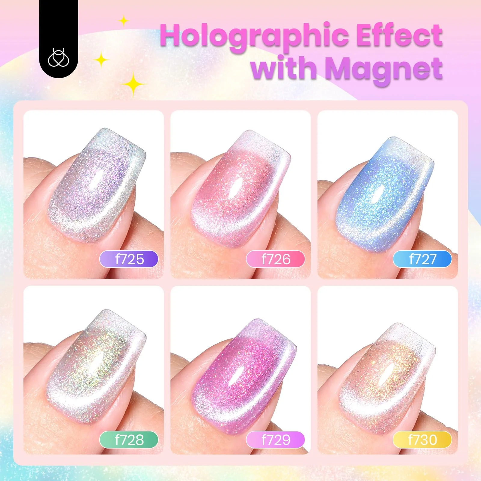 Fairy's Descent - Beetles Chameleon Cat Eye Nails 6 Colors Gel Polish Summer Nails Set - Image 7