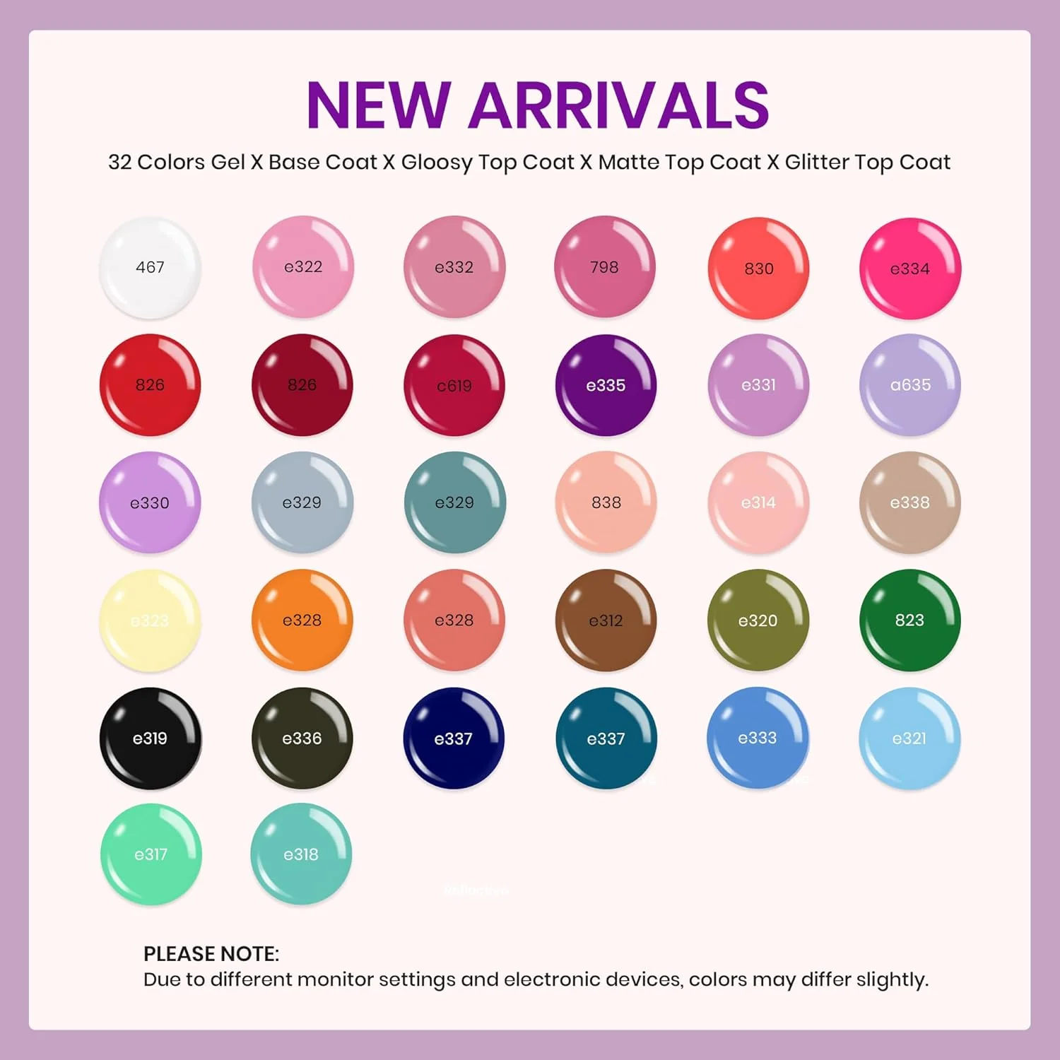 Fingertip Palette - Beetles Nails Prime 32 Gel Colors Set with Top and Base Coat (5ml/Each) - Image 2