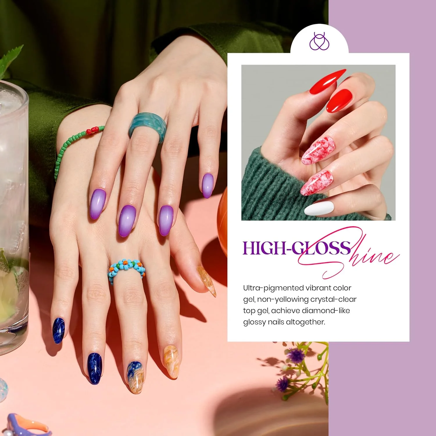 Fingertip Palette - Beetles Nails Prime 32 Gel Colors Set with Top and Base Coat (5ml/Each) - Image 4