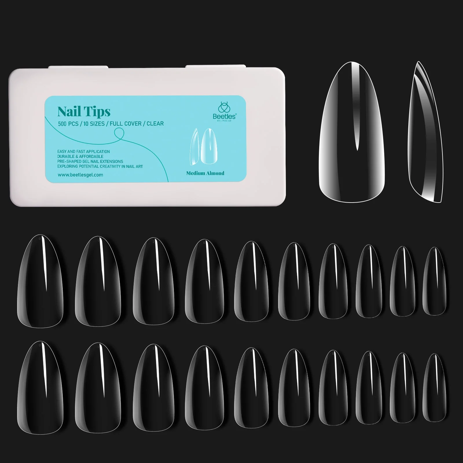 Medium Almond Pre-shaped Nail Gelly Tips-500pcs#061