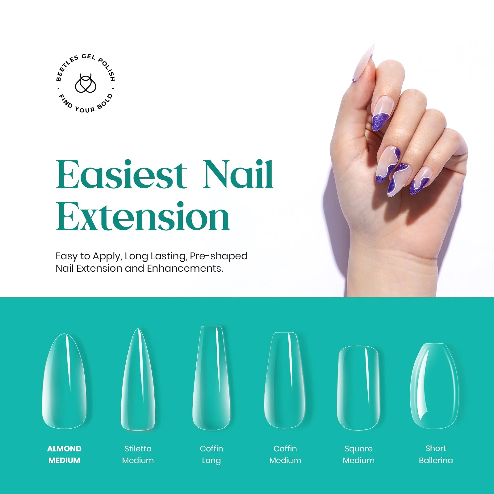 Medium Almond Pre-shaped Nail Gelly Tips-500pcs#061 - Image 2