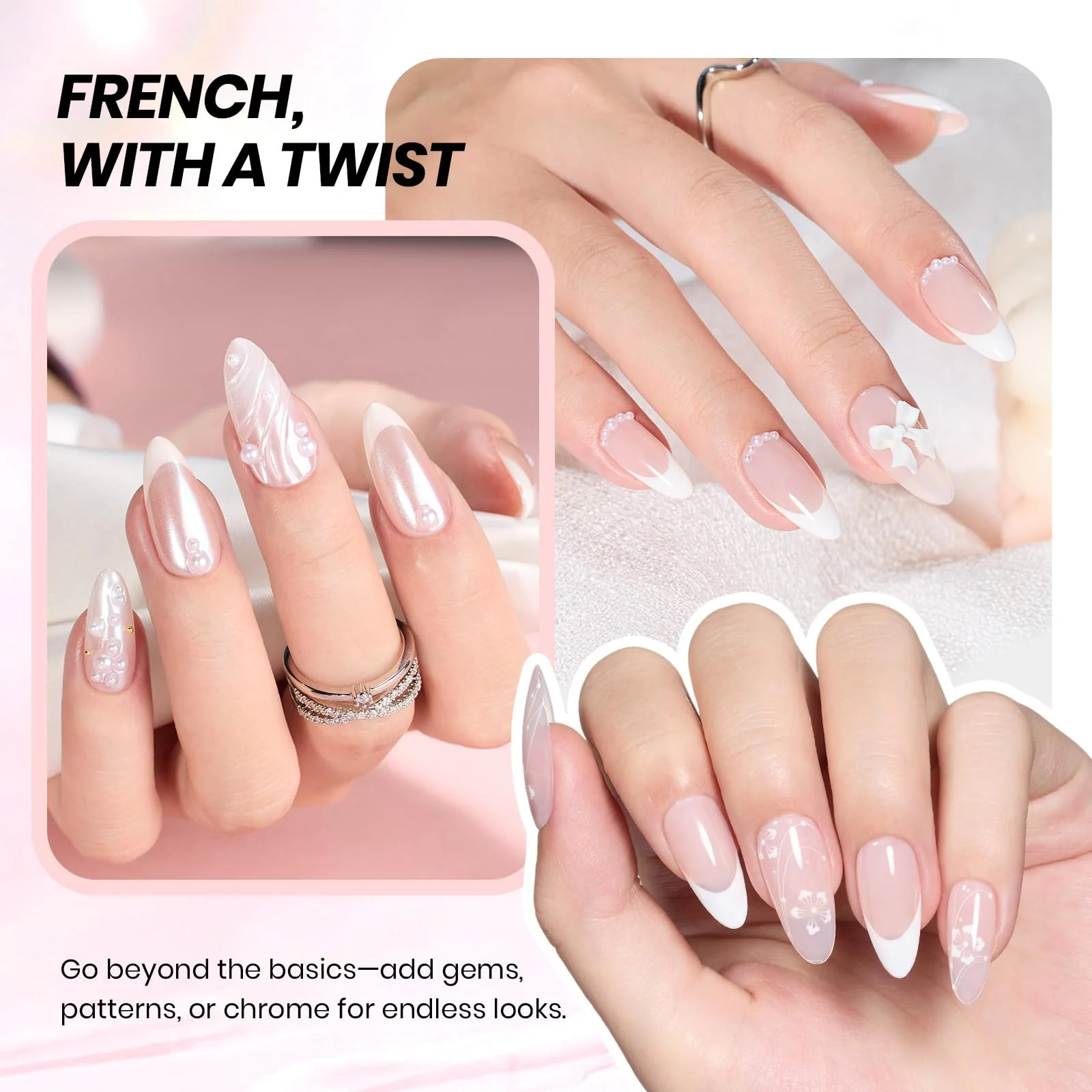 French Manicure Kit - White Nude Pink Gel Nail Polish Nails - Image 5