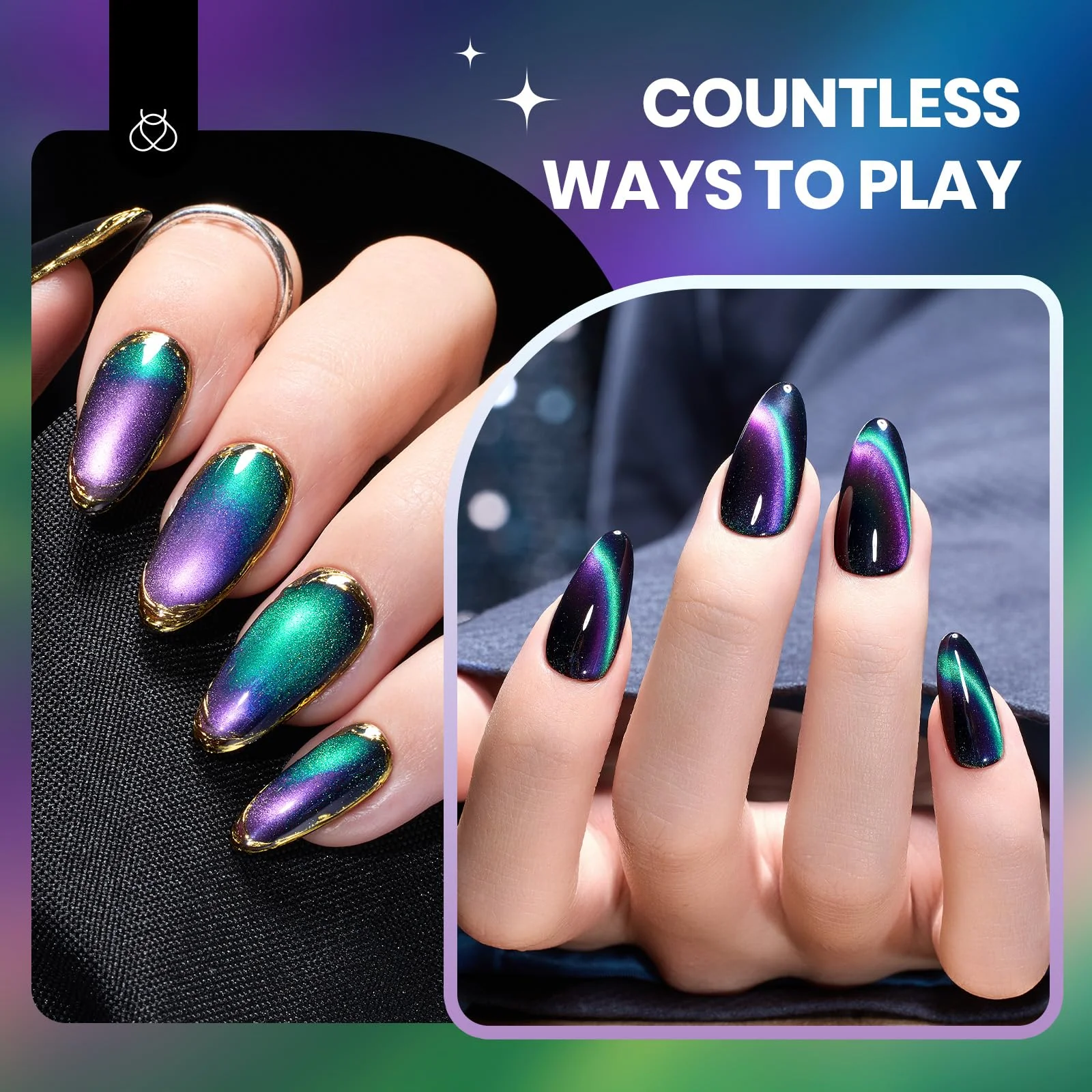Double Magic 9D Galaxy Drift Cat Eye Nails - 15ml Gel Polish Silver Nail Colors - Image 5