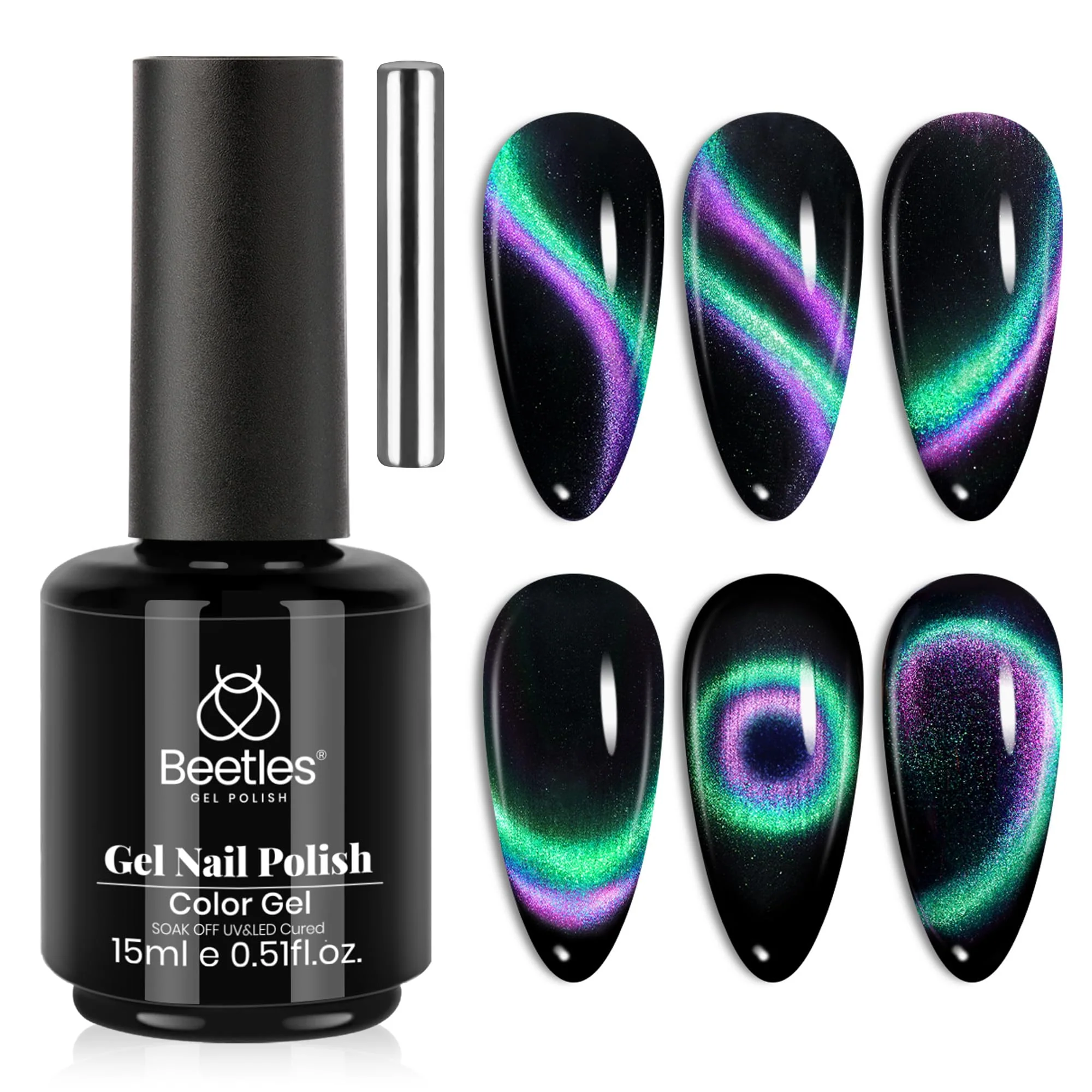 Double Magic 9D Galaxy Drift Cat Eye Nails - 15ml Gel Polish Silver Nail Colors - Image 8