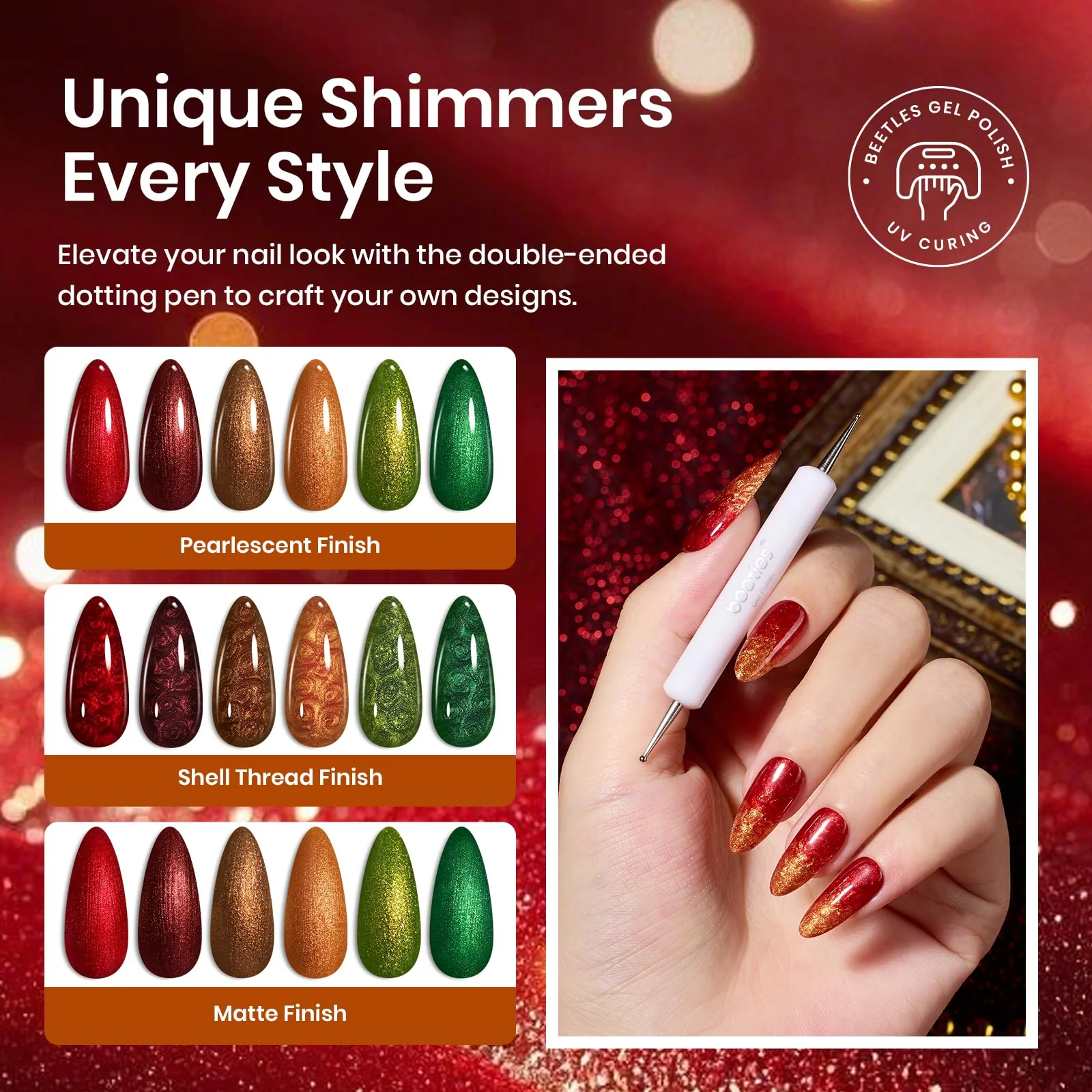 Glamour Era Nails  - 6 Colors Fall Glitter Gel Nail Polish Set - Image 3