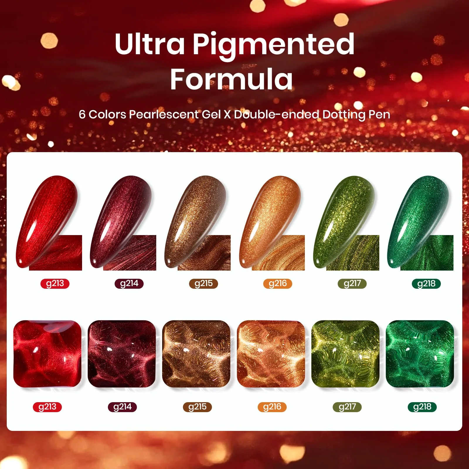 Glamour Era Nails  - 6 Colors Fall Glitter Gel Nail Polish Set - Image 4