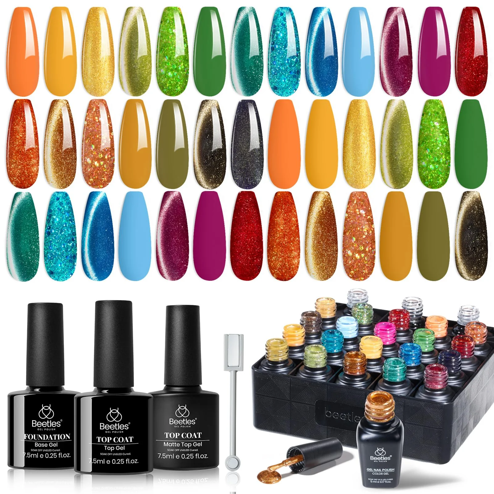 Glint Crush Nails - 20 Colors Fall & Winter Cat Eye Glitter Gel Polish - Image 7