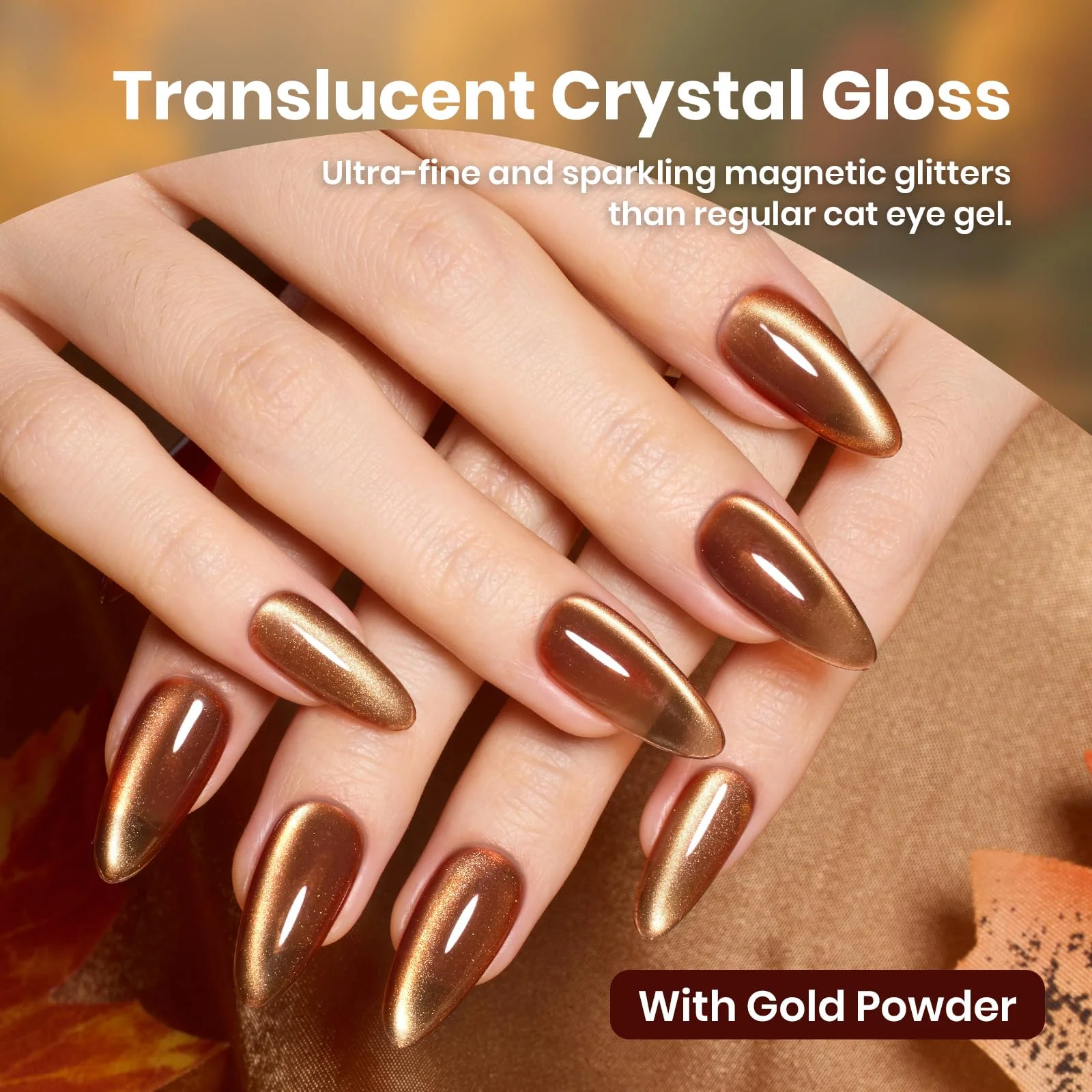 Golden Mirage Winter Nails - 6 Colors Cat Eye Glitter Magnetic Fall Gel Nail Polish Set - Image 2