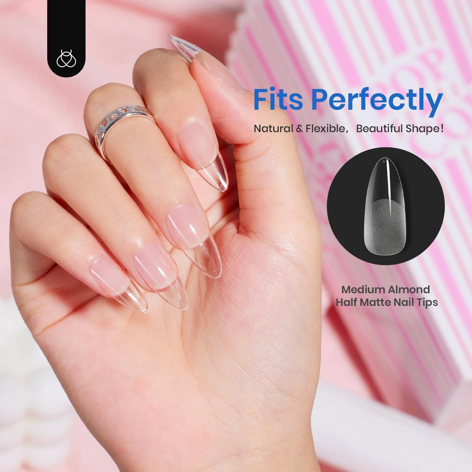 Half Matte Medium Almond Nail Gelly Tips-504pcs#050 - Image 2
