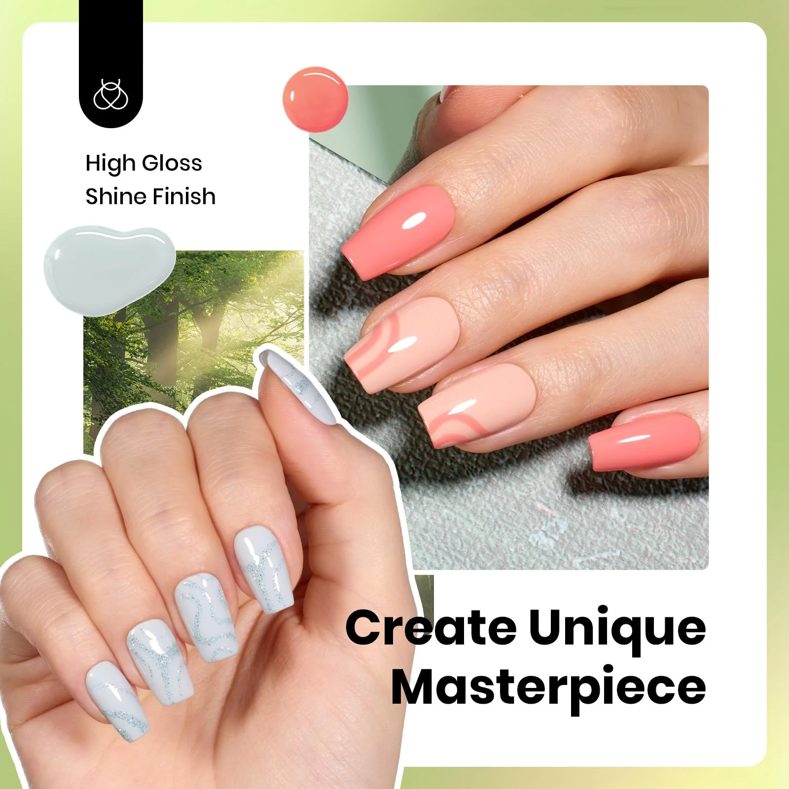 Hema Free Lakeside Serenity Nails  - Colorful Bottle 6 Color Each 15ml Gel Polish Summer Nails - Image 4
