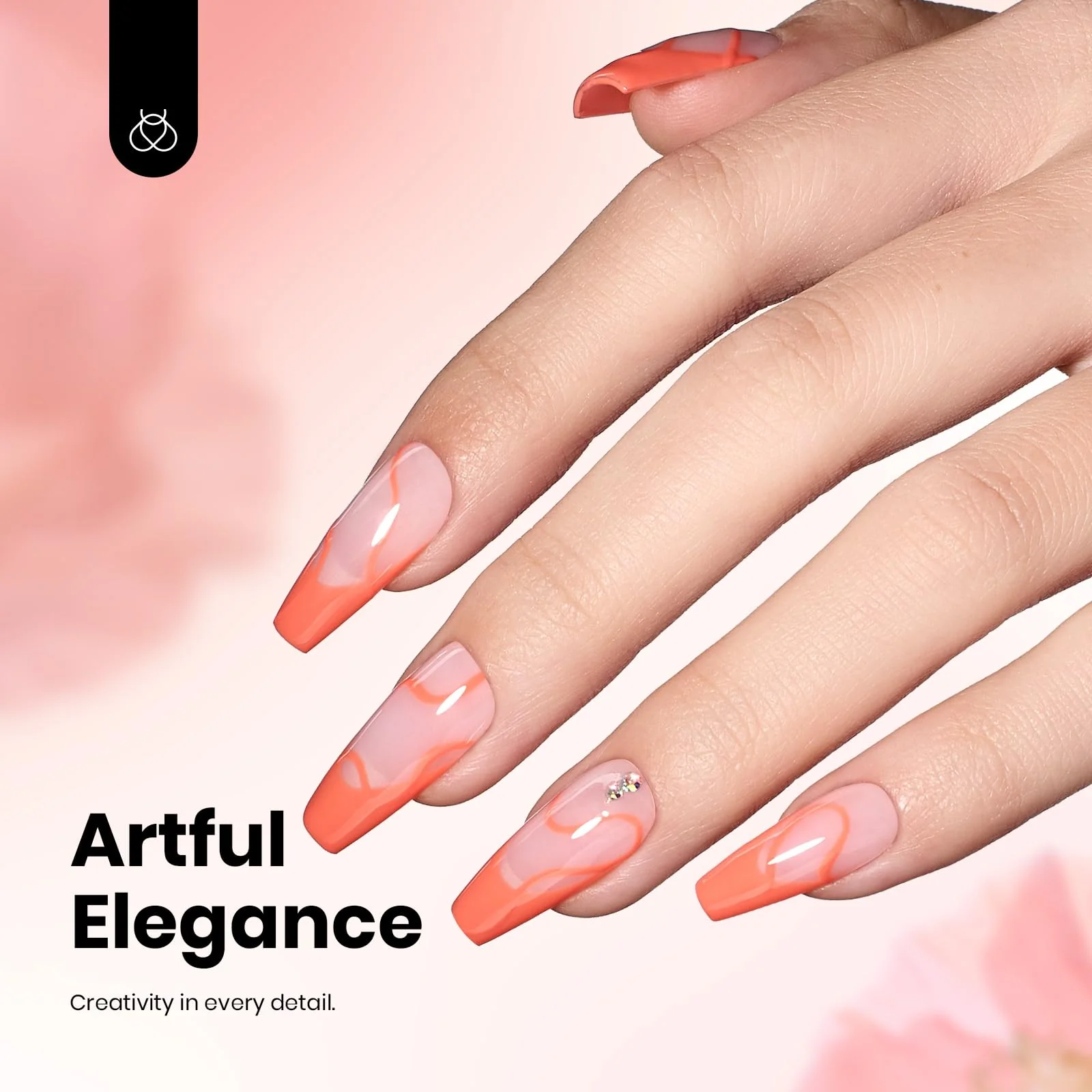 Hema-Free Gel Coral Orange Nails Gel Nail Gel Polish 15ml - Image 4