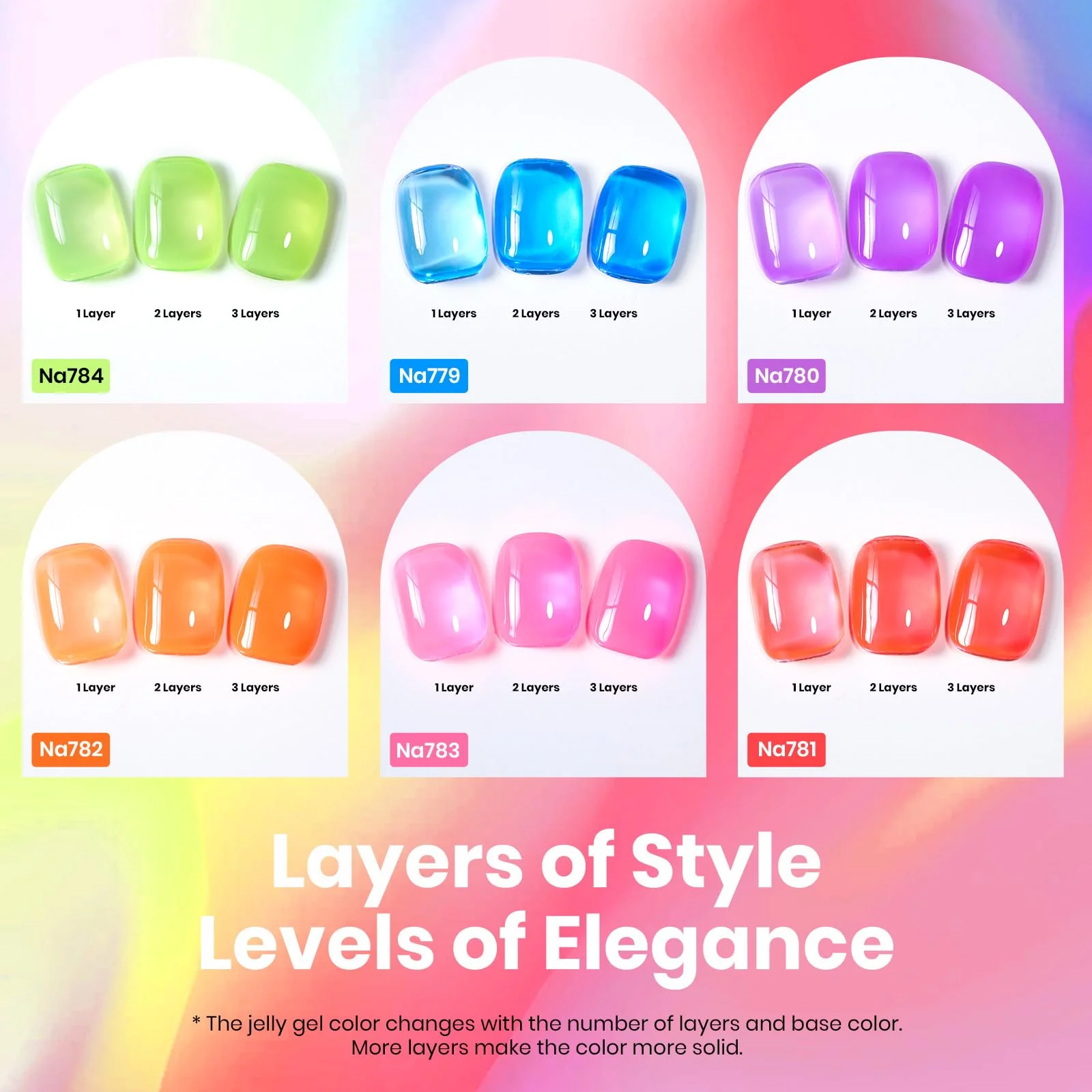 Hema-free Neon Jelly | Colorful Bottle Nails 6 Color Each 15ml Summer Nails Gel Polish - Image 4