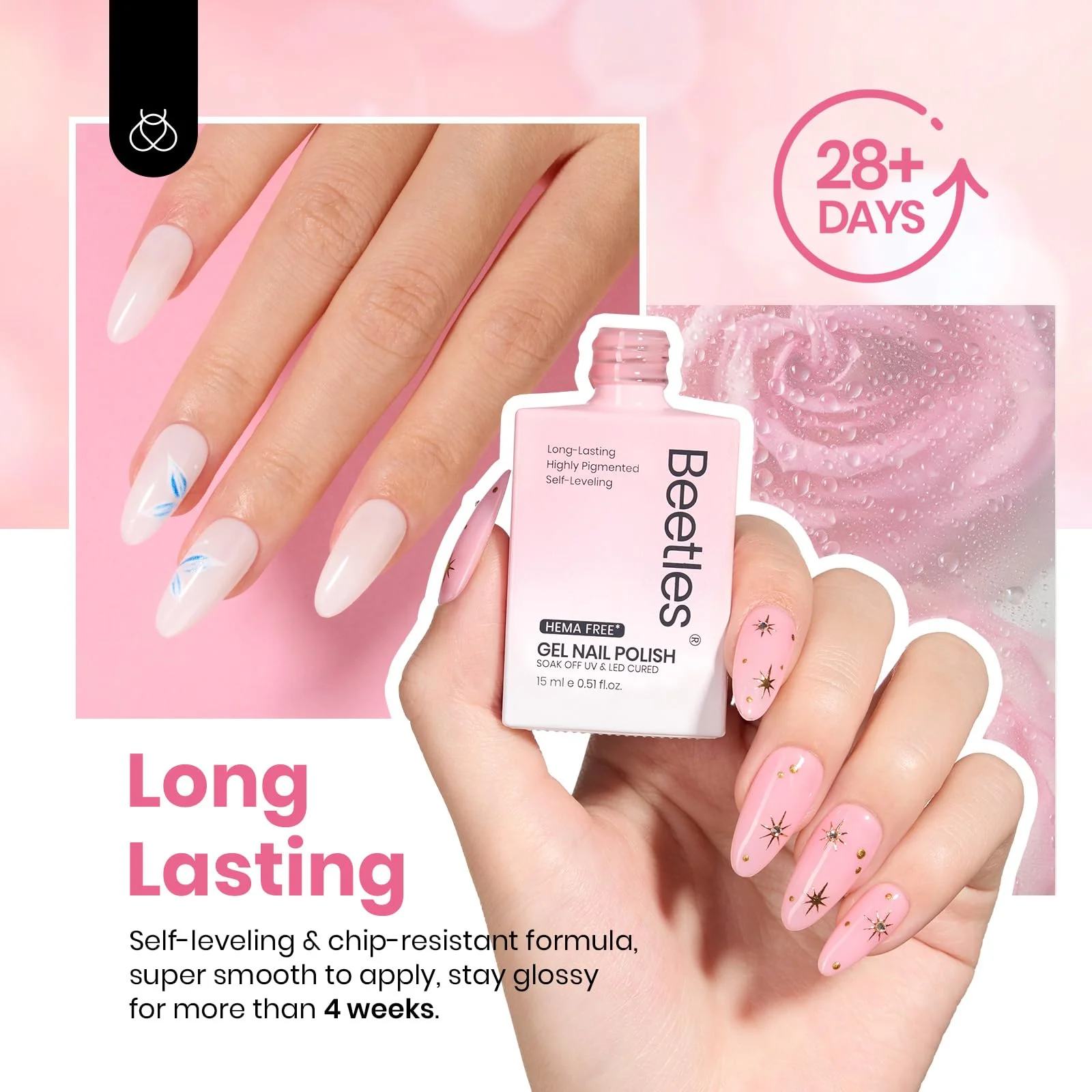 Hema-free Pink Romance | Colorful Bottle 6 Color Each 15ml Summer Nails Gel Polish - Image 5