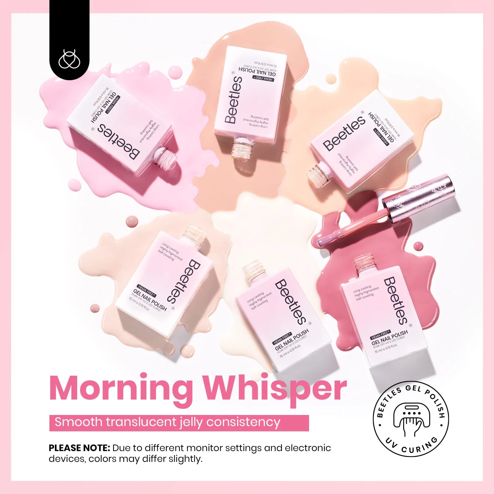 Hema-free Pink Romance | Colorful Bottle 6 Color Each 15ml Summer Nails Gel Polish - Image 7