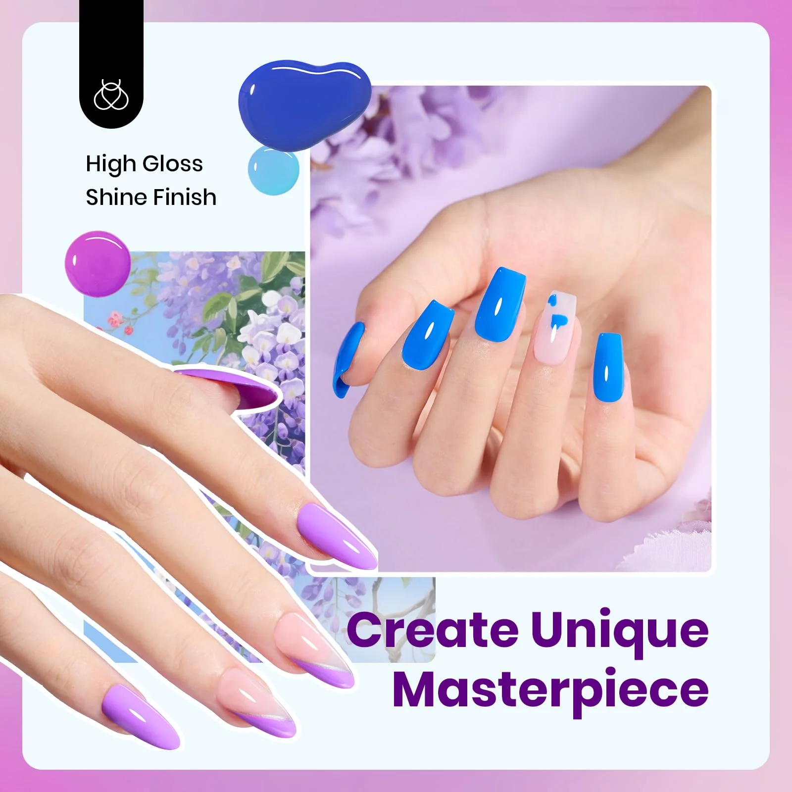 Hema Free Wisteria Whisper Summer Nails  - Colorful Bottle 6 Color Each 15ml Gel Polish - Image 4