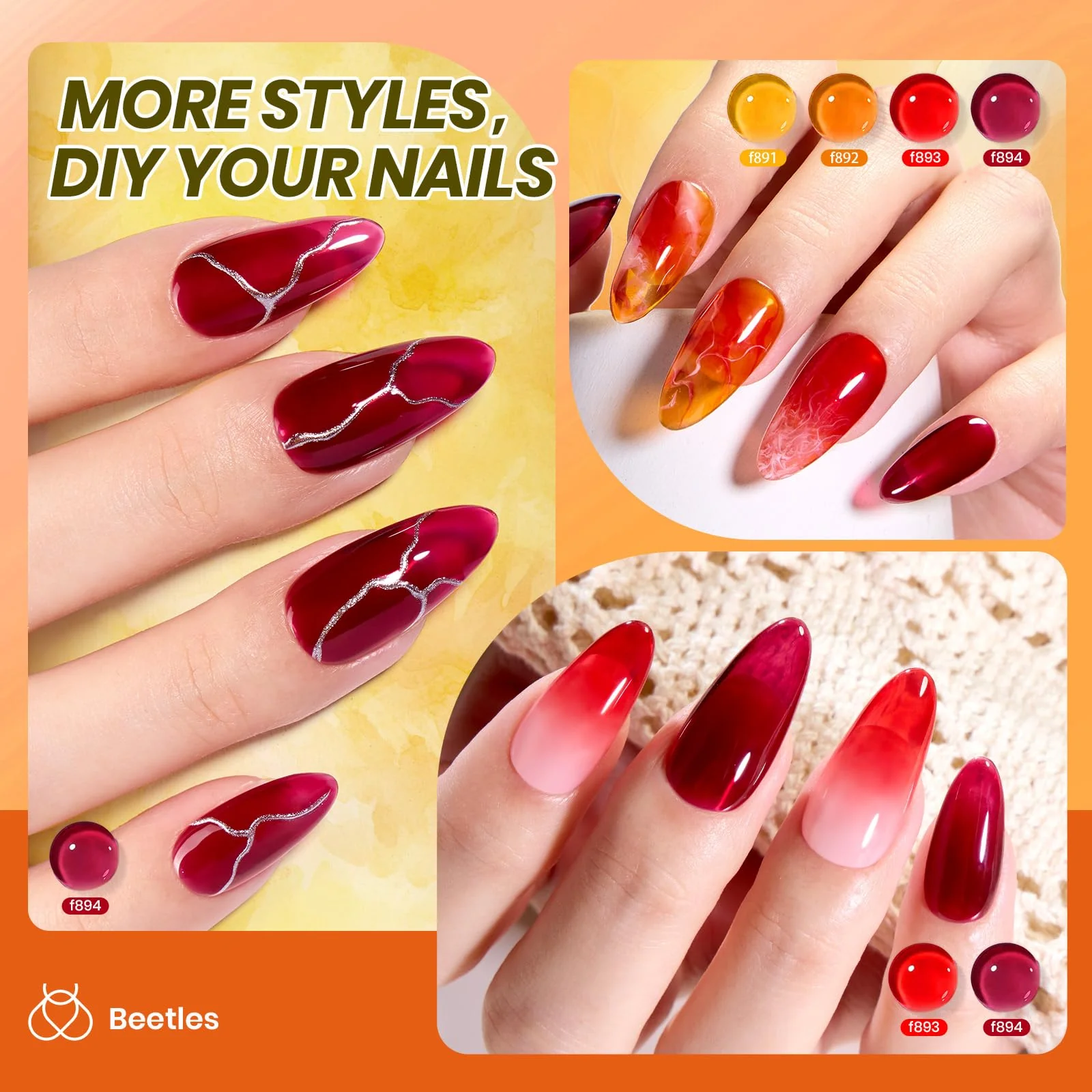 Long Lasting Sheer Glow - 6 Colors Gel Nail Polish Set - Image 3