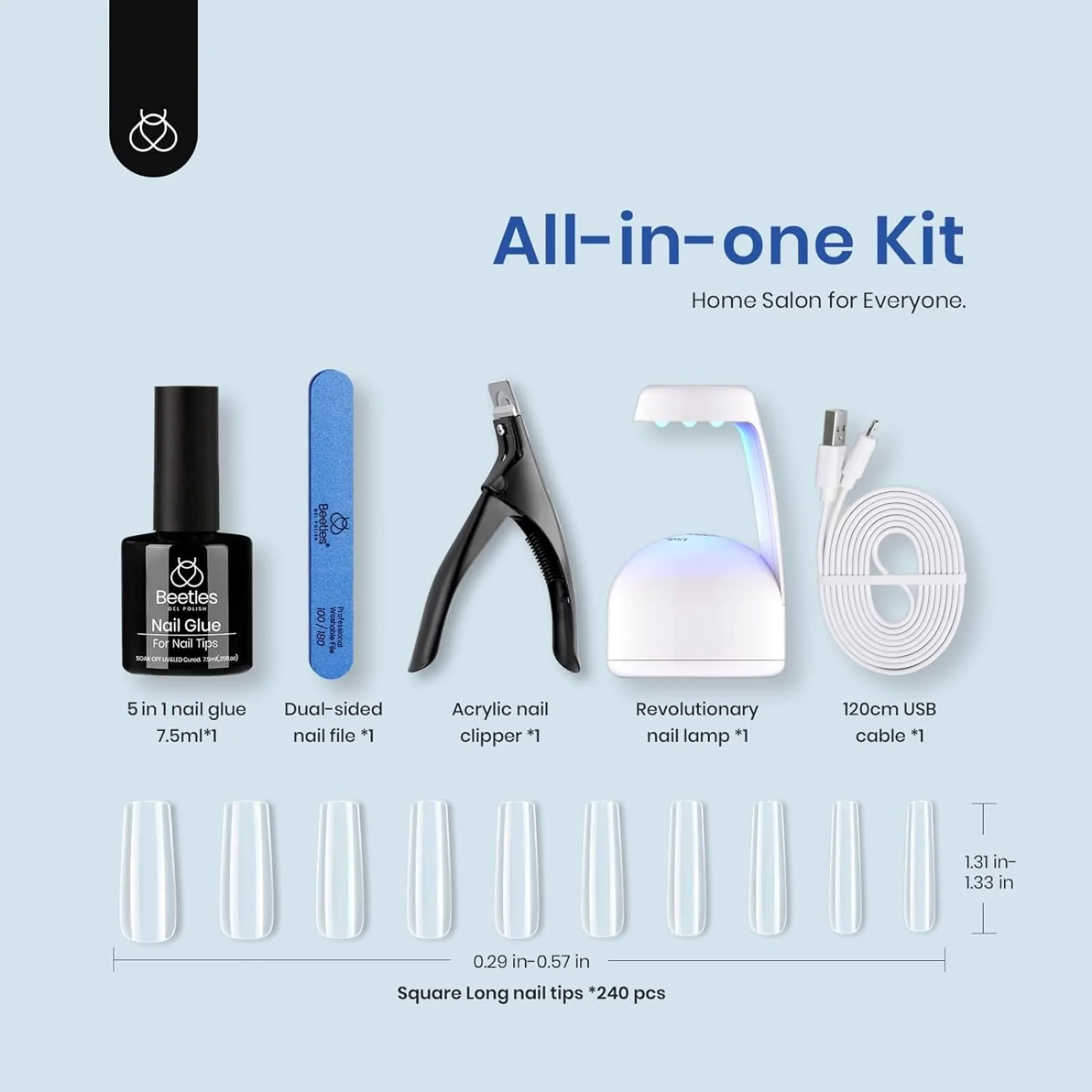 Long Square 210pcs Nail Extension Kit #086 - Image 4