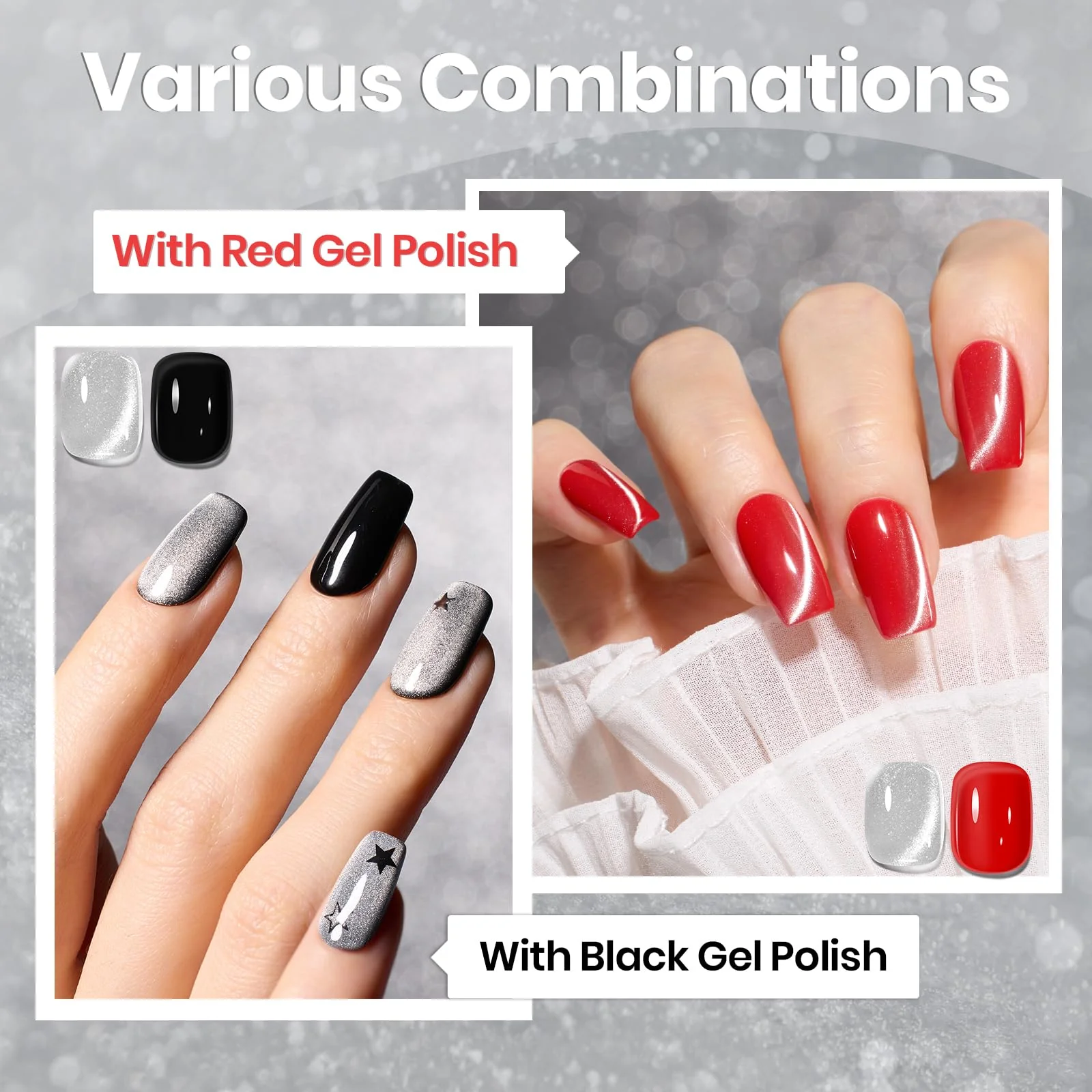 Lunar Gleam Cat Eye - 15ml Gel Polish Silver Nail Colors - Image 7