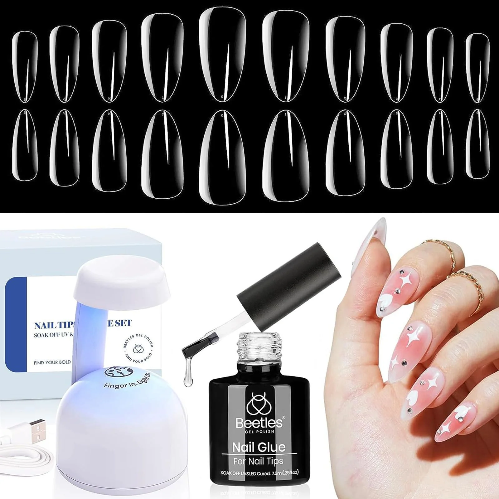 Medium Almond 500pcs Nail Extension Kit #094
