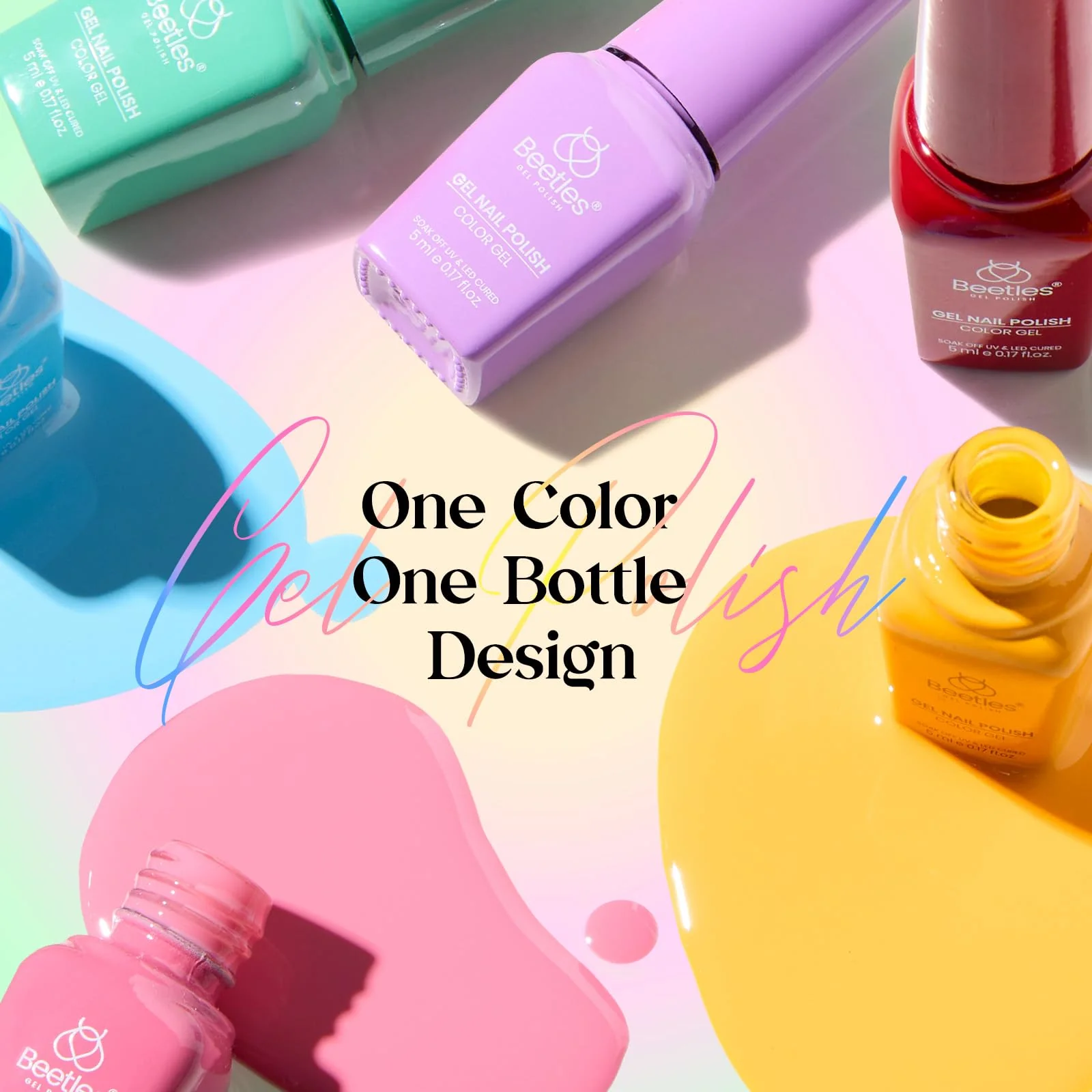 Beetles Gel Nail Starter Kit Mood Mosiac Upgrade Colorful Bottle 35 Colors 68Pcs All-in-One Mani Set - Image 3