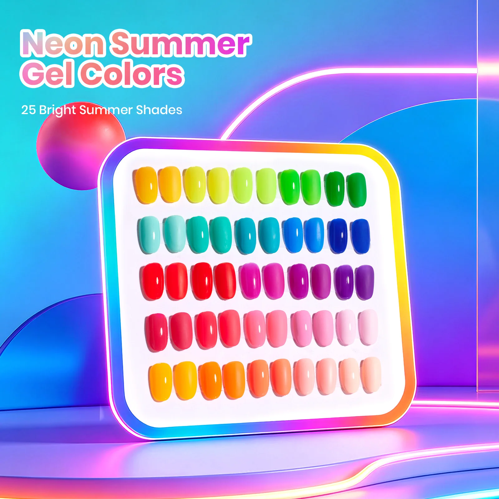 Neon Summer Gel - 25 Gel Colors Set Summer Nails Rainbow - Image 3