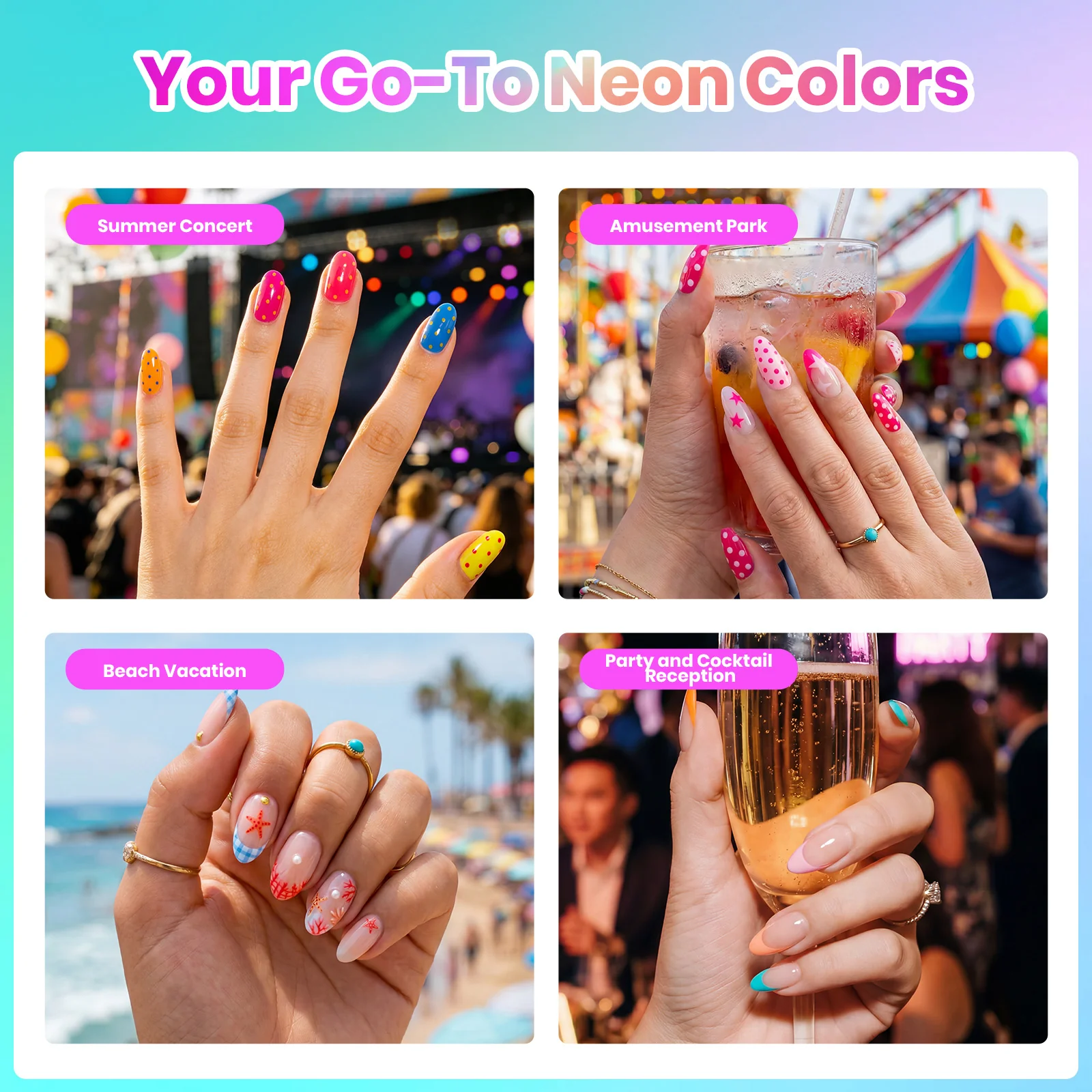 Neon Summer Gel - 25 Gel Colors Set Summer Nails Rainbow - Image 7