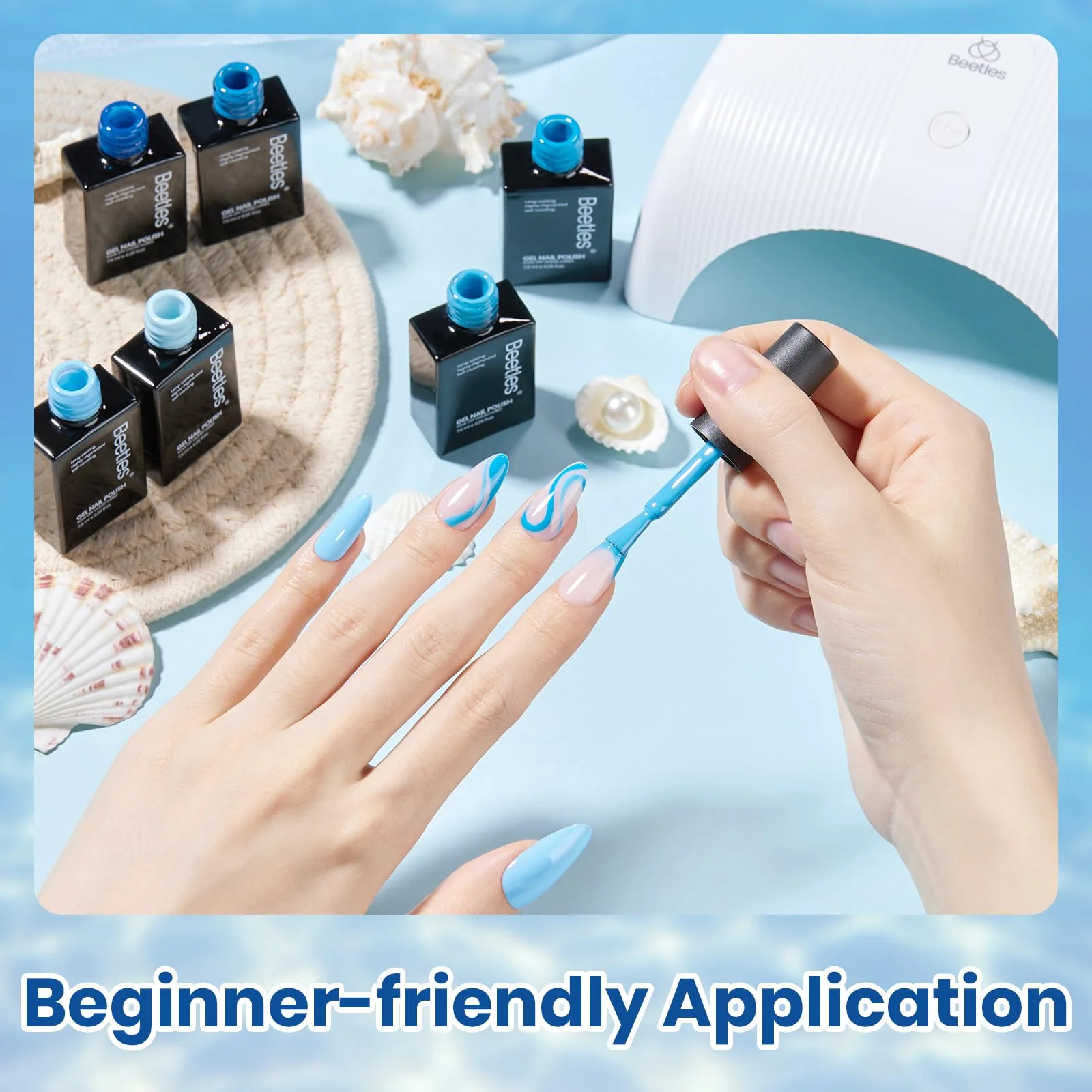 Ocean Range Nails  - 6 Colors Light Baby Dark Navy Blue Gel Polish Set - Image 5