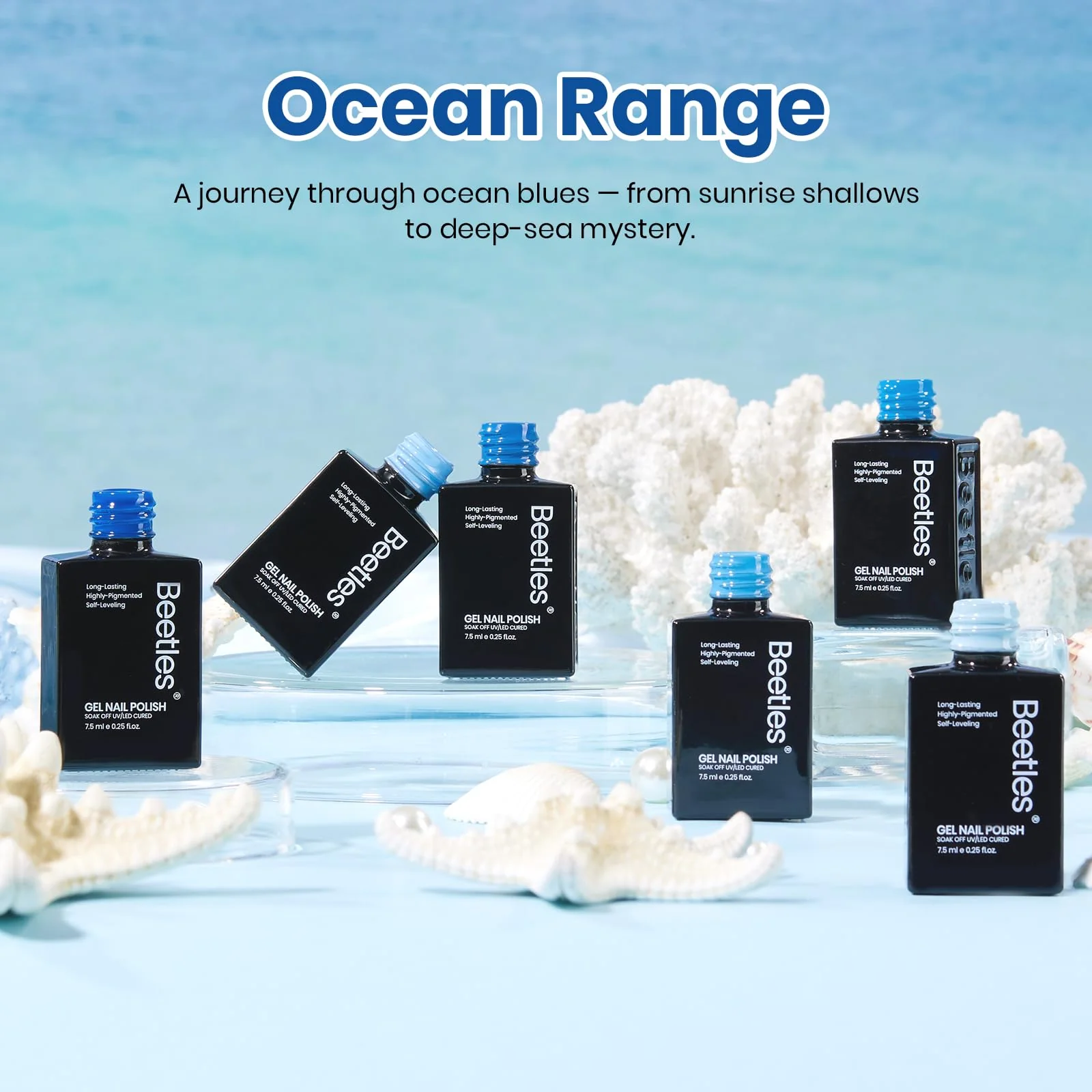 Ocean Range Nails  - 6 Colors Light Baby Dark Navy Blue Gel Polish Set - Image 6