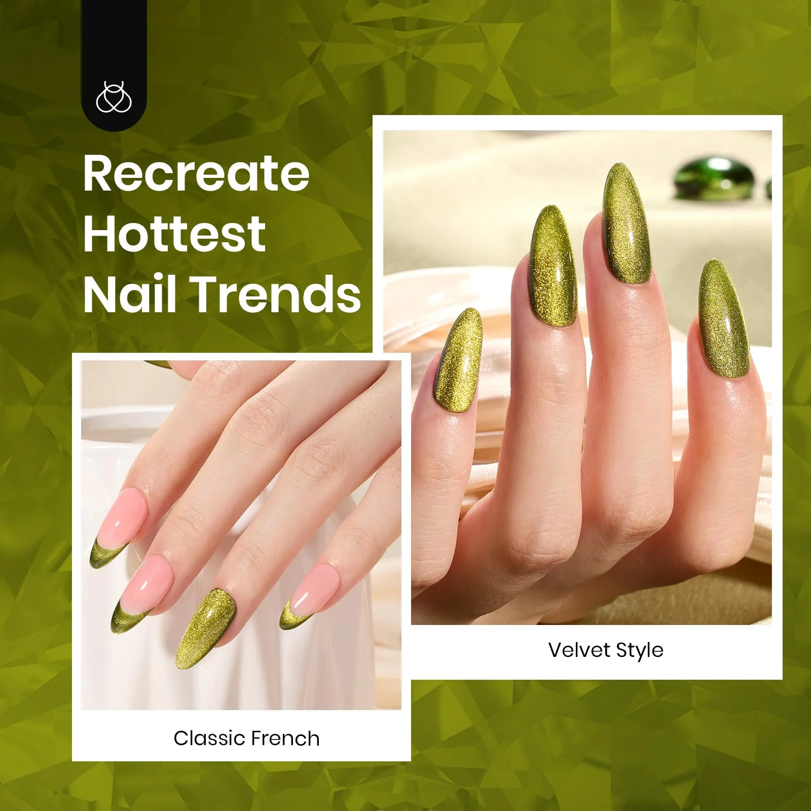 Olive Green Cat Eye Gel |15ml Holographic Glitter Nail Gel Polish - Image 2