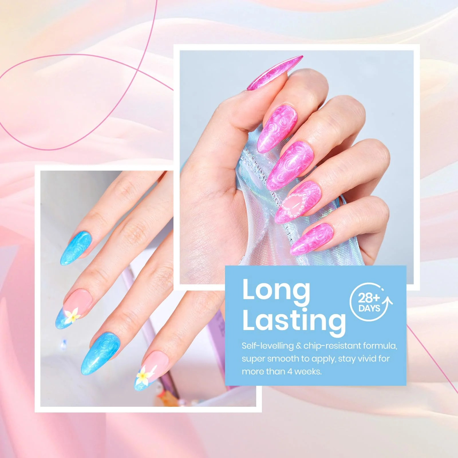 Pastel Whirlwind | 6 Colors Shell Thread Dreamy Mermaid Nails Gel Polish Summer Nails Set - Image 3