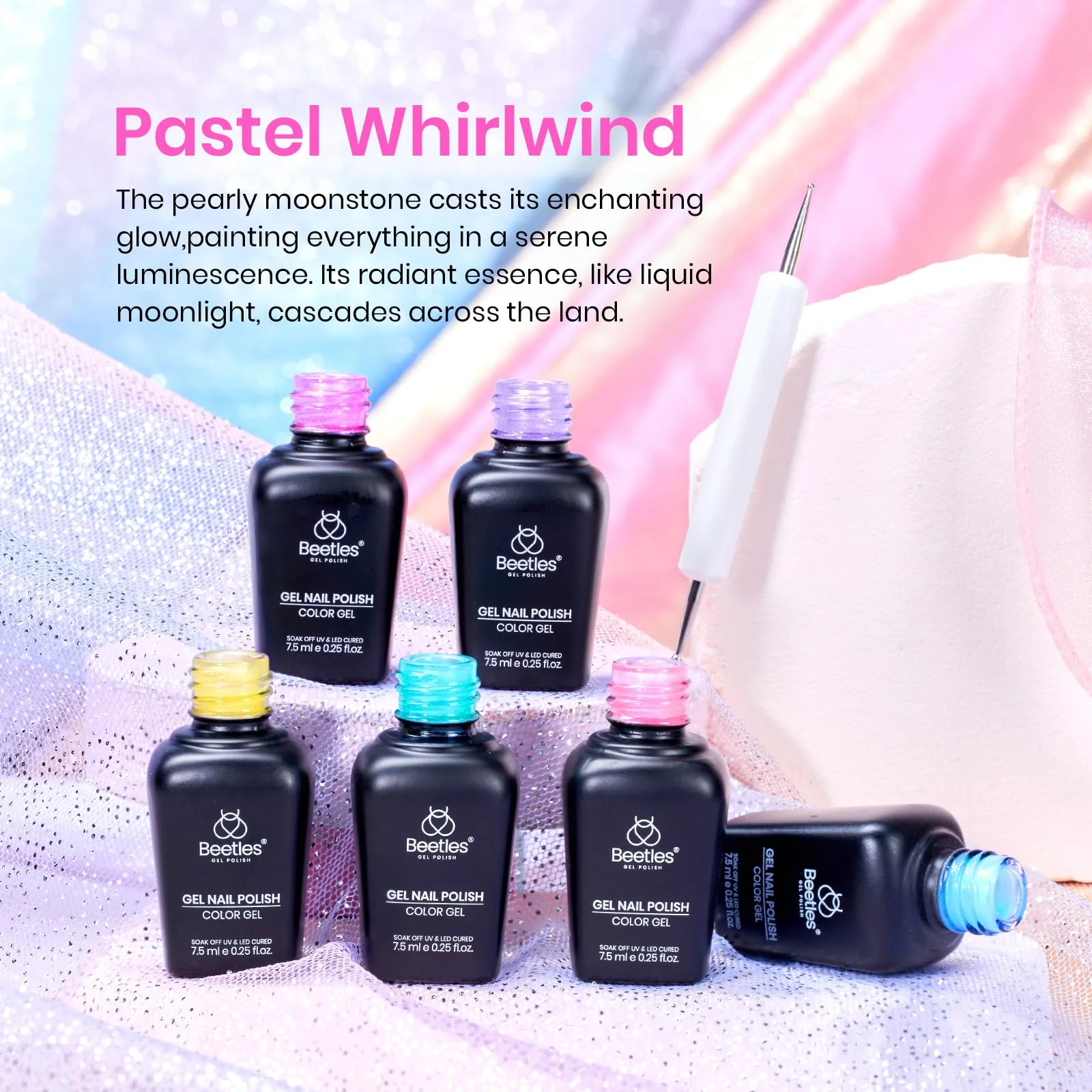 Pastel Whirlwind | 6 Colors Shell Thread Dreamy Mermaid Nails Gel Polish Summer Nails Set - Image 5