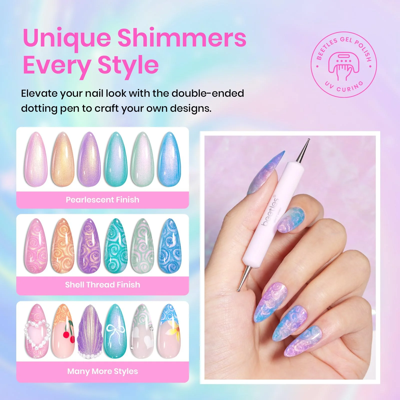 Pearl Gel Polish - 6 Colors Nails Shimmer Pearl Shell Glitter Nail Polish - Image 4