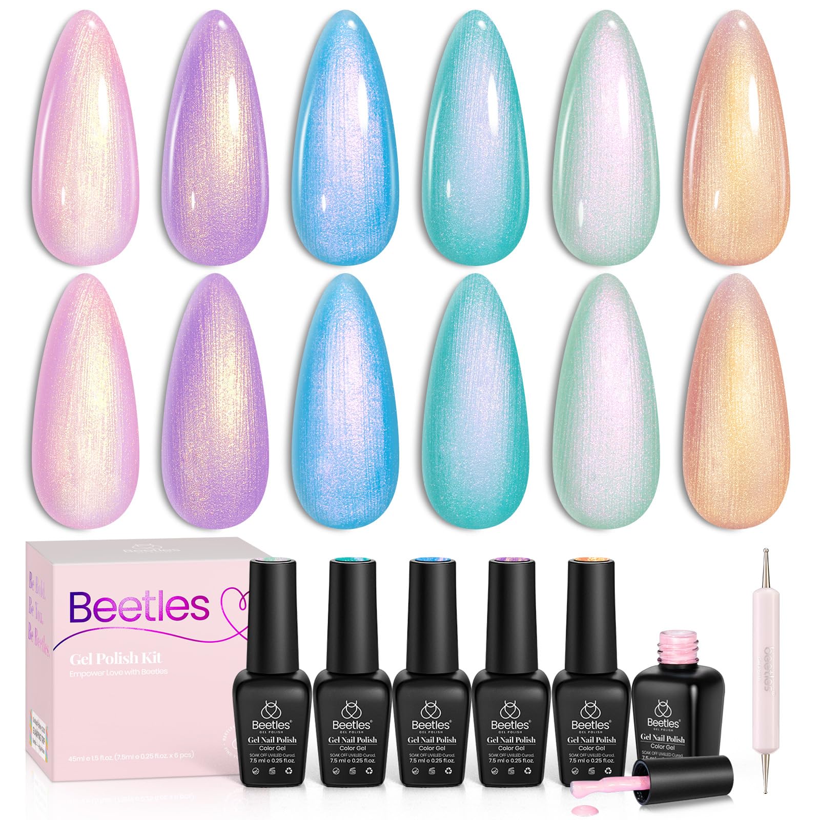 Pearl Gel Polish - 6 Colors Nails Shimmer Pearl Shell Glitter Nail Polish - Image 8