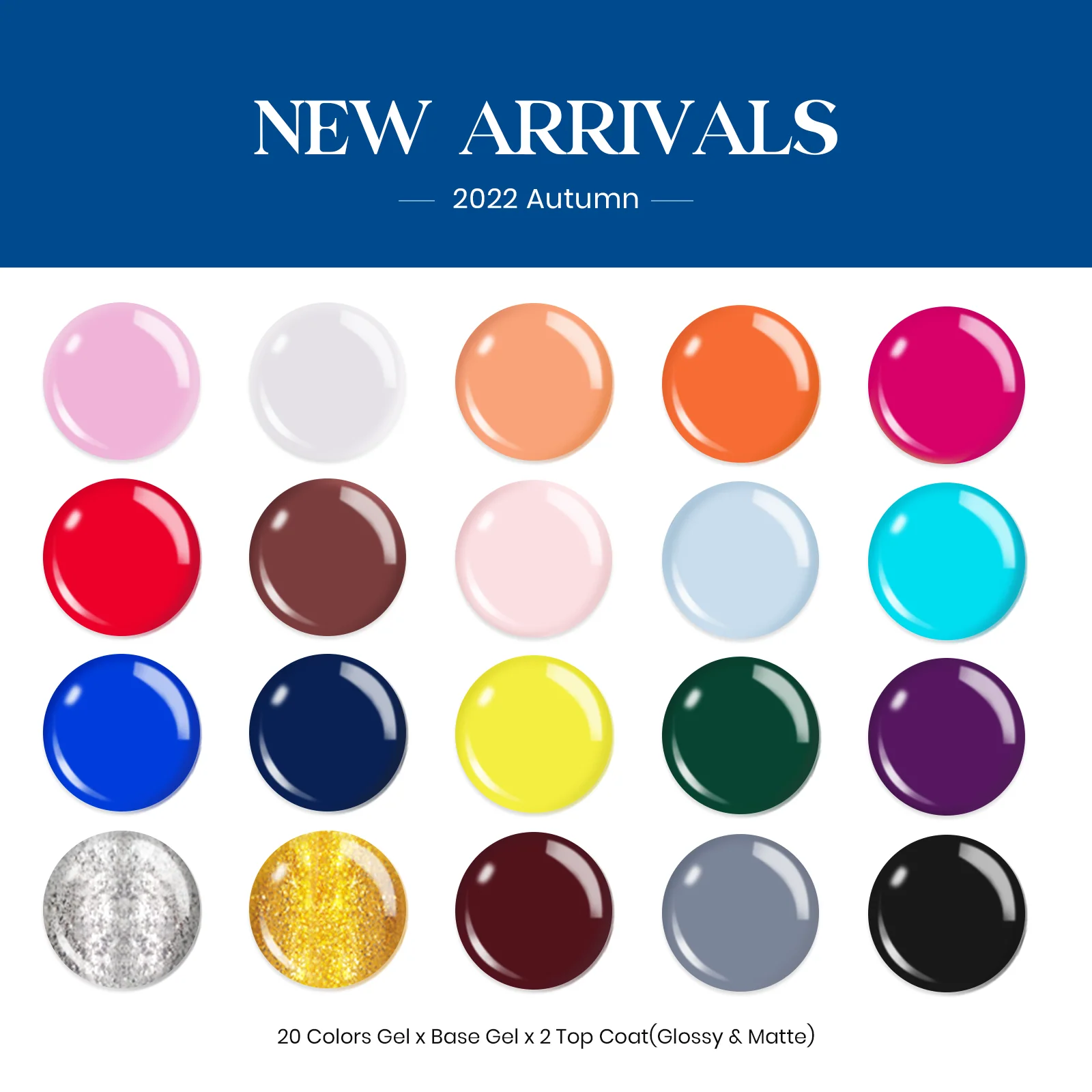Perfect 20 - 20 Gel Colors Set with Top and Base Coat (5ml/Each) - Image 2