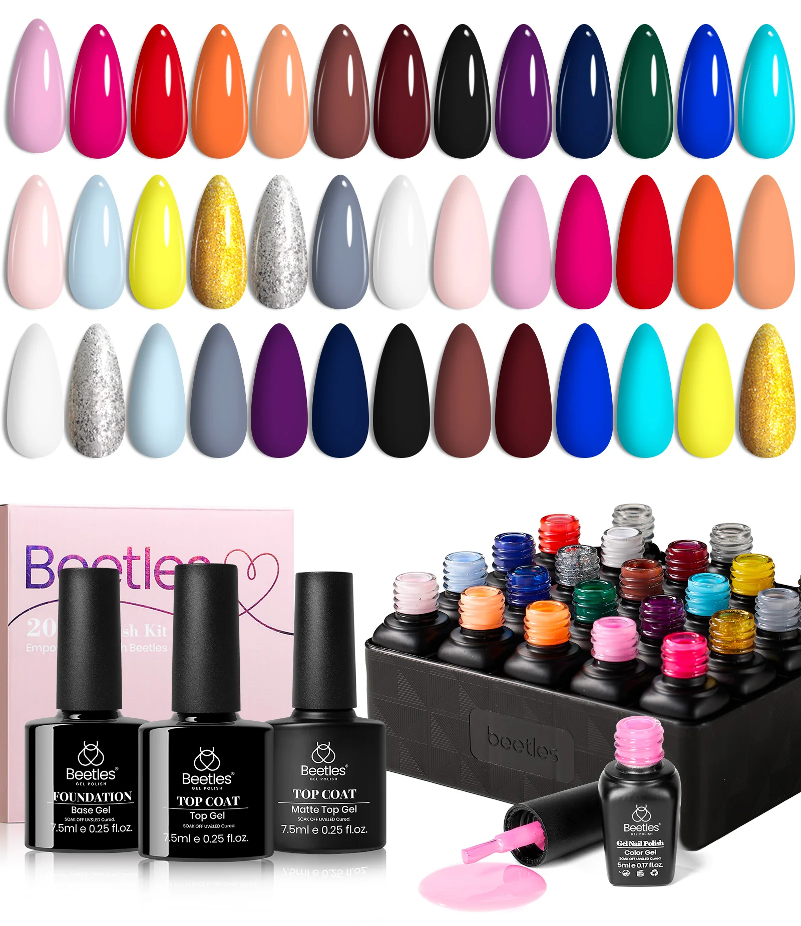 Perfect 20 - 20 Gel Colors Set with Top and Base Coat (5ml/Each) - Image 7
