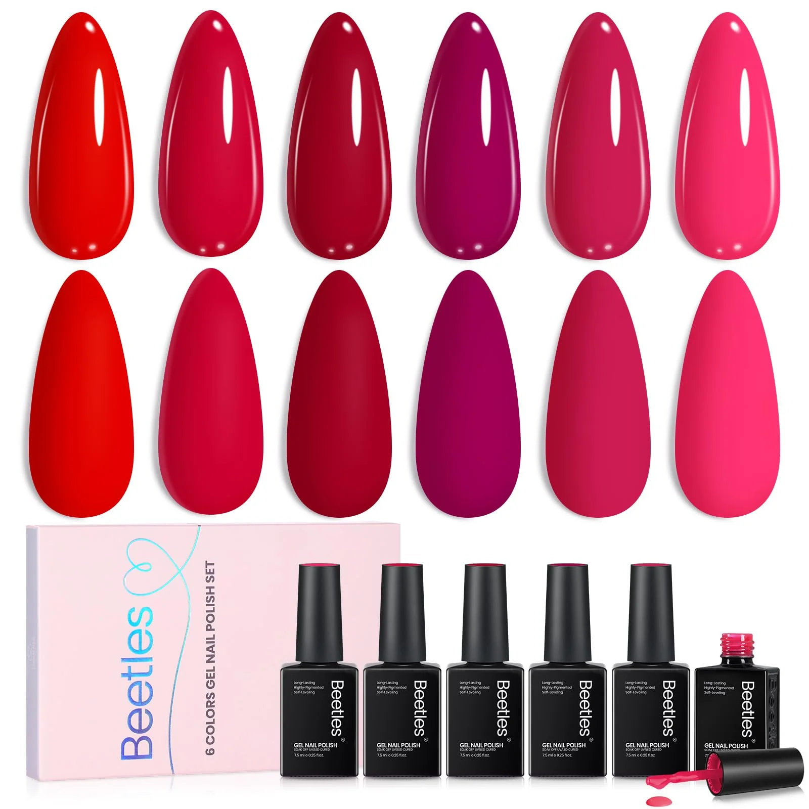 Prime Crimson Horizon -  6 Colors Burgundy Bloody Red Pink Gel Polish Set - Image 8