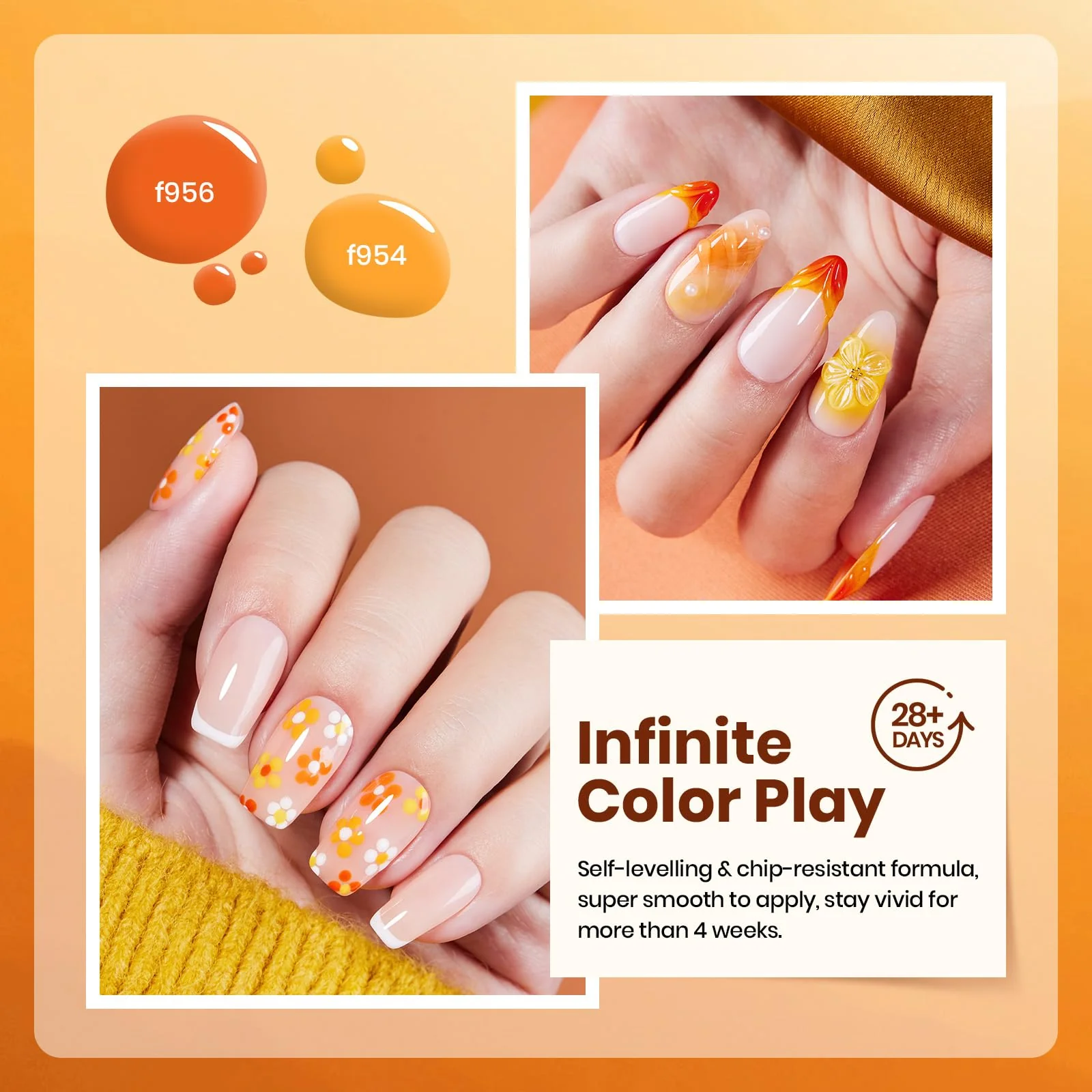 Twilight Warmth - 6 Colors Brown Red Orange Yellow Gel Nail Polish Set - Image 4
