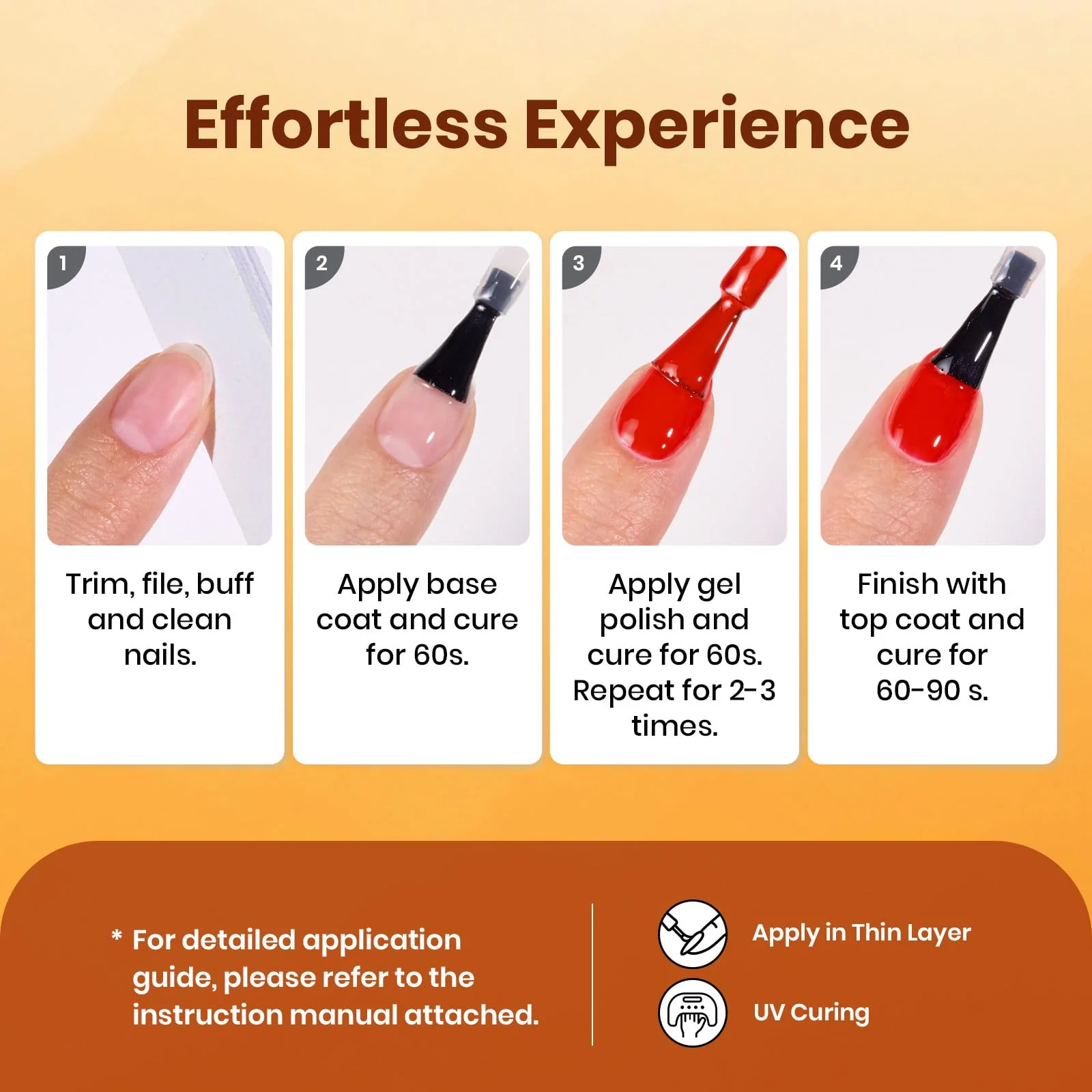 Twilight Warmth - 6 Colors Brown Red Orange Yellow Gel Nail Polish Set - Image 7