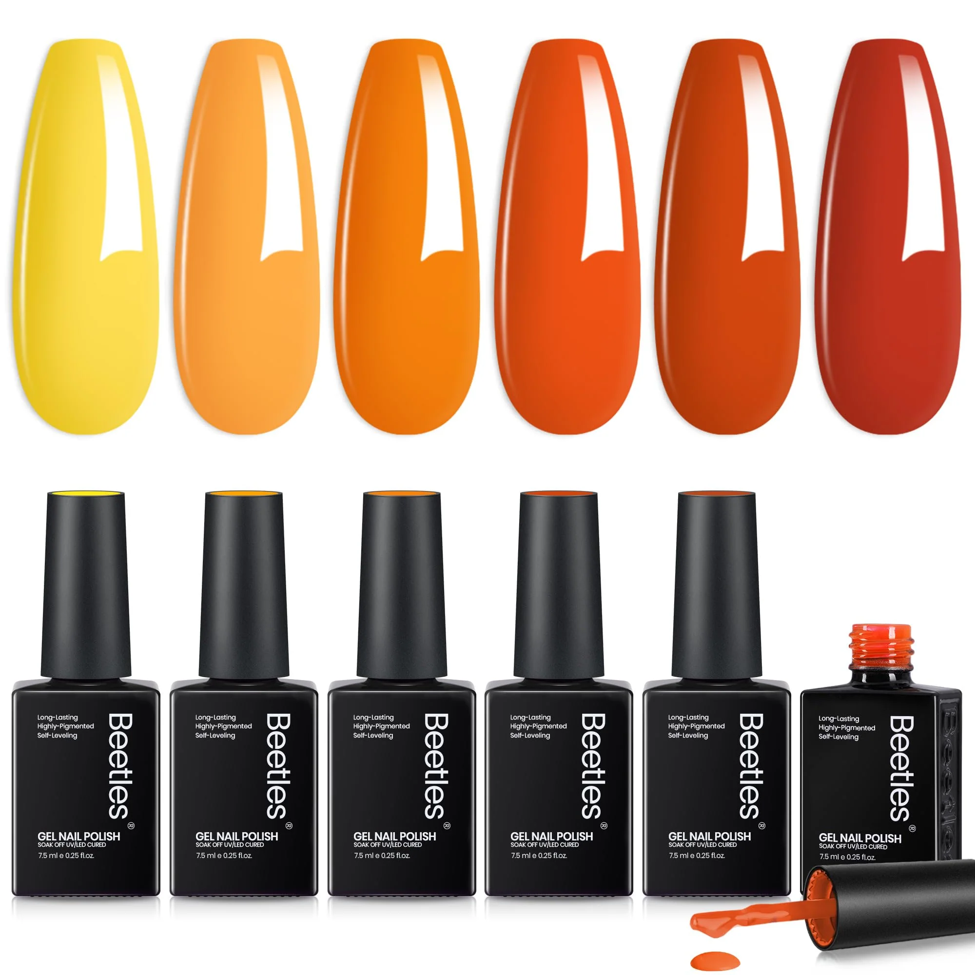 Twilight Warmth - 6 Colors Brown Red Orange Yellow Gel Nail Polish Set - Image 8