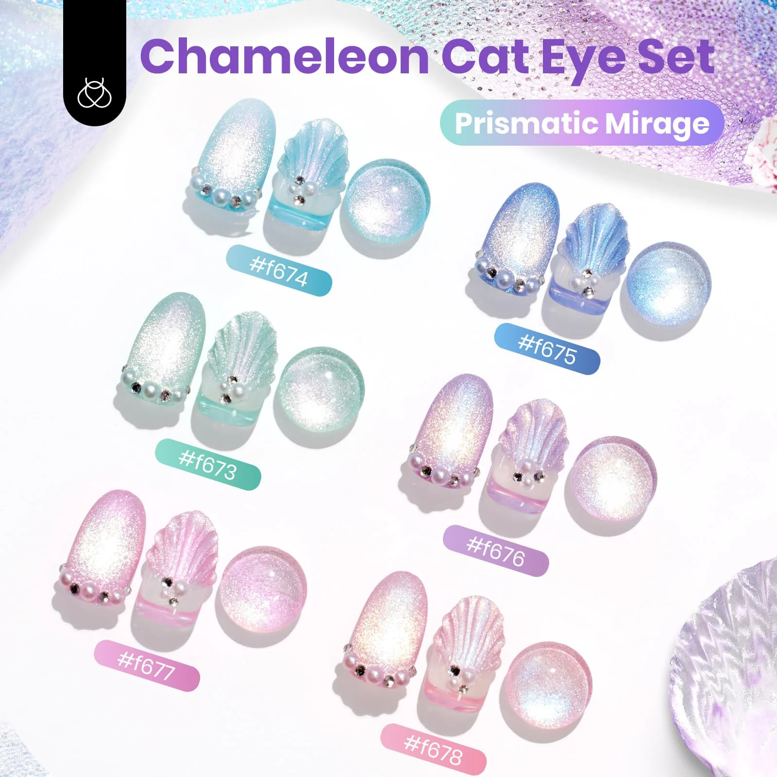 Prismatic Mirage - Chameleon Cat Eye Nails 6 Colors Gel Polish Set - Image 3