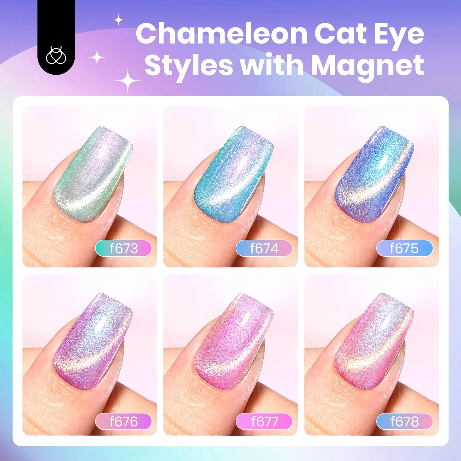 Prismatic Mirage - Chameleon Cat Eye Nails 6 Colors Gel Polish Set - Image 4