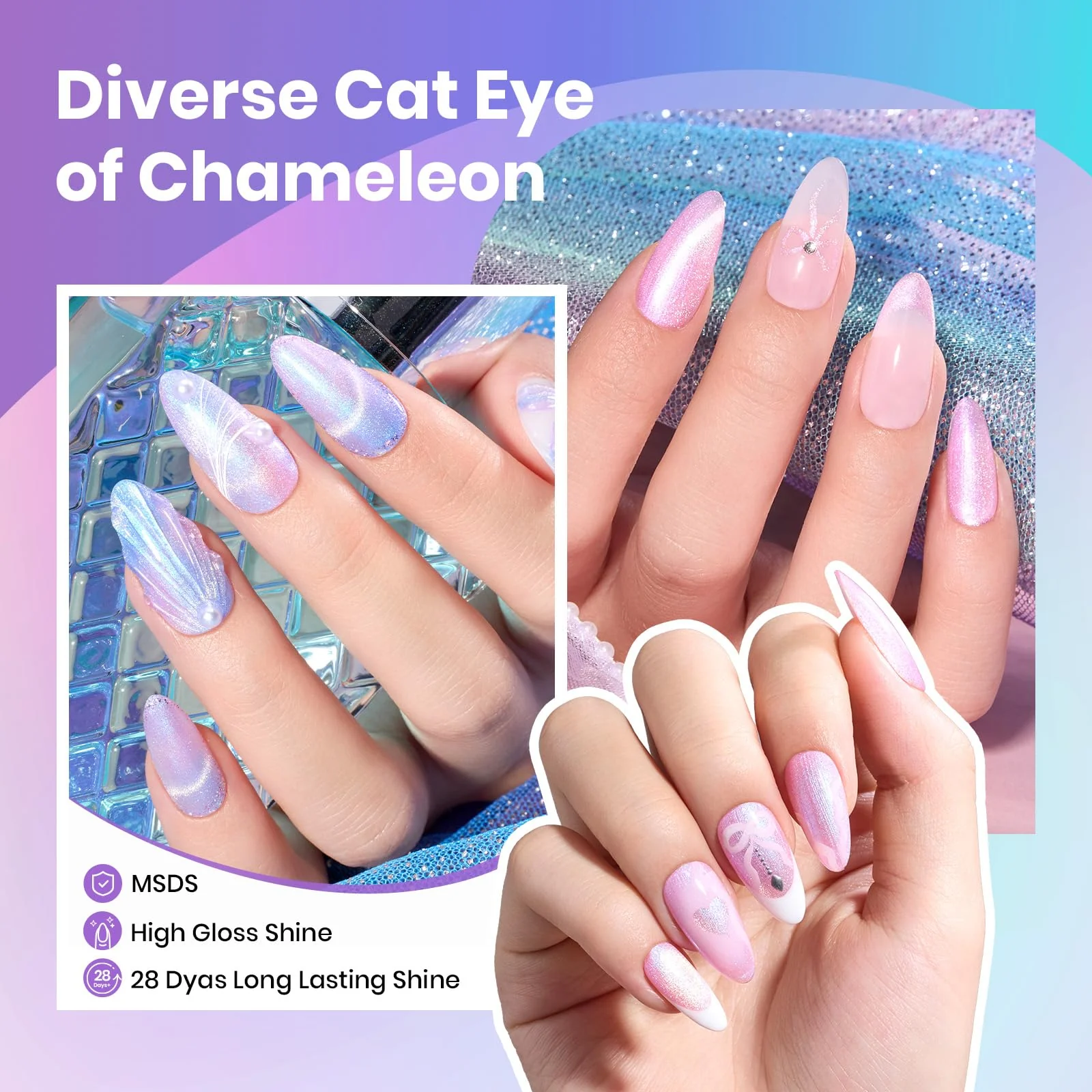 Prismatic Mirage - Chameleon Cat Eye Nails 6 Colors Gel Polish Set - Image 7