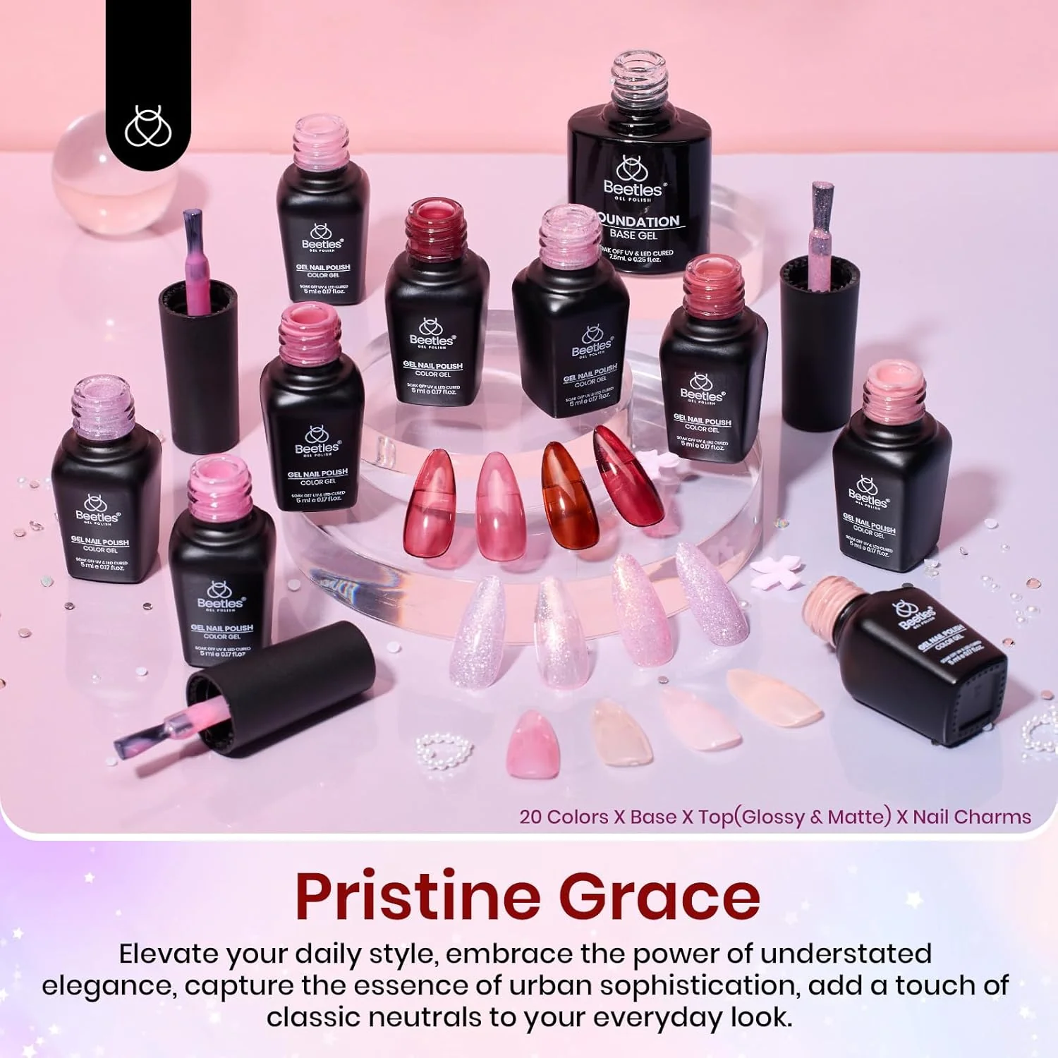 Pristine Grace-20 Gel Colors Set with Top and Base Coat (5ml/Each) - Image 6